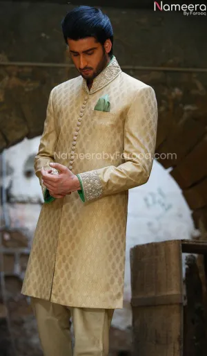 Embellished Kurta Mens Sherwani Wedding Dress #GN41