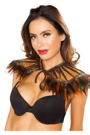 Feather trimmed Native Indian Style Neck-piece with beads