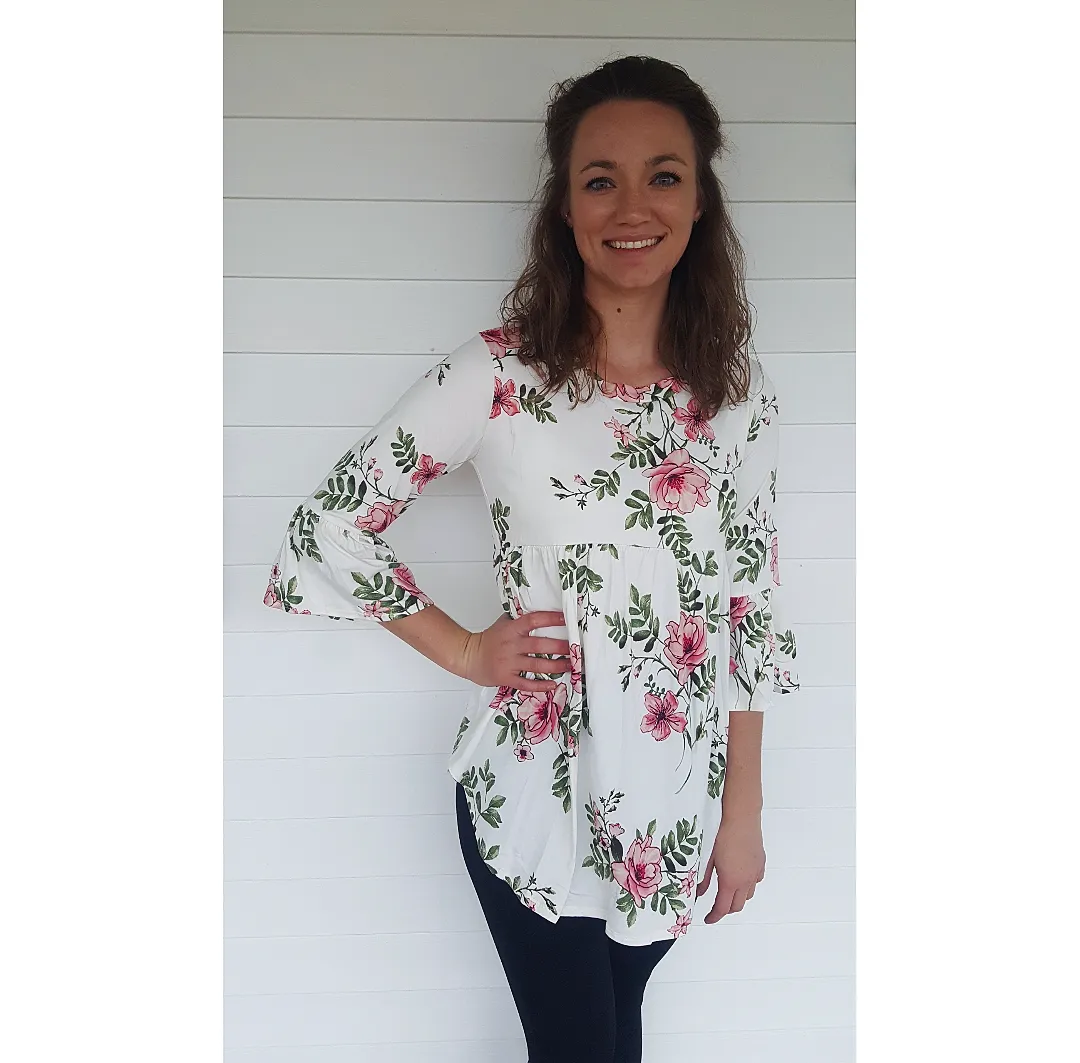 Floral Knit Babydoll Top