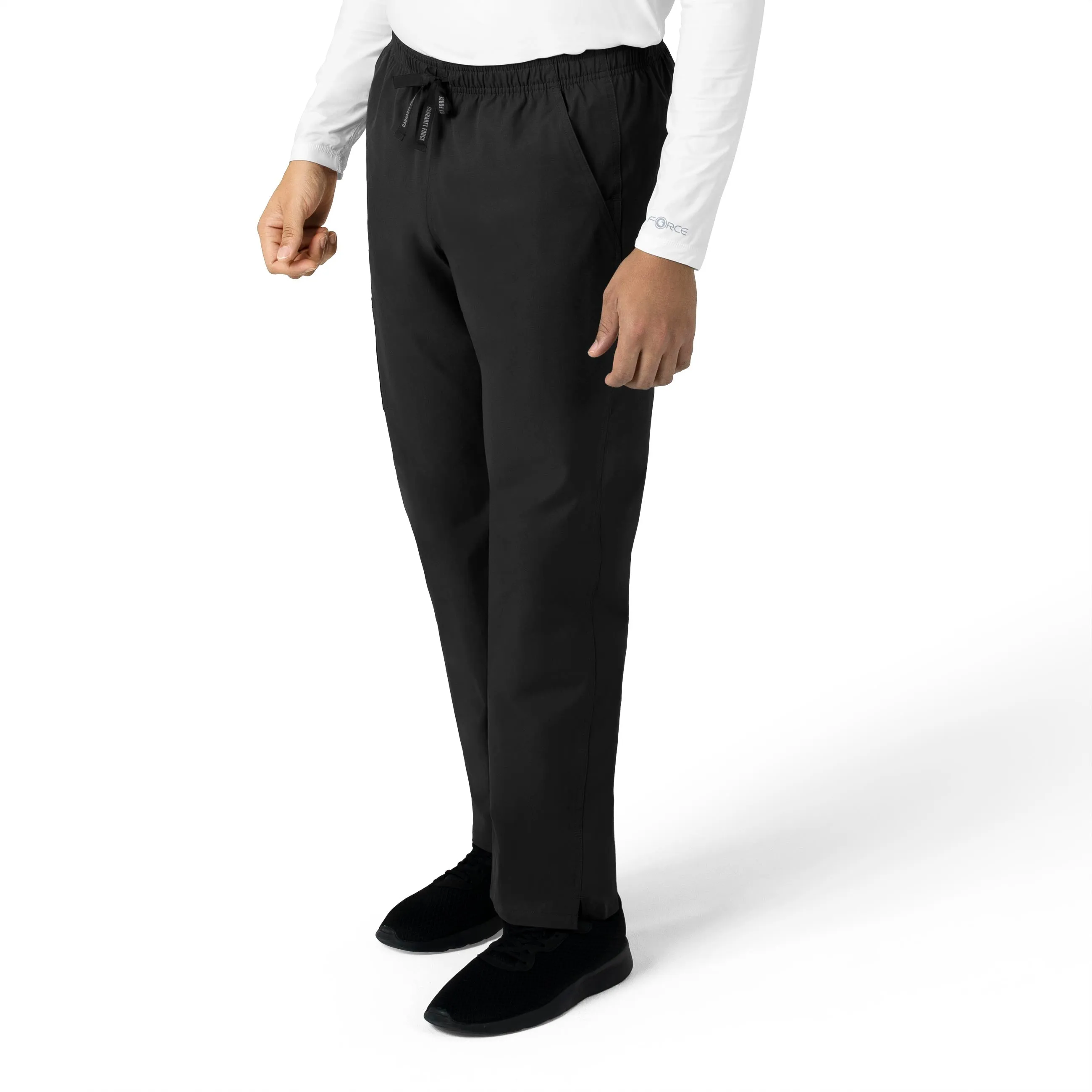 Force Essentials C55013 Unisex Elastic Waist Cargo Scrub Pants Black