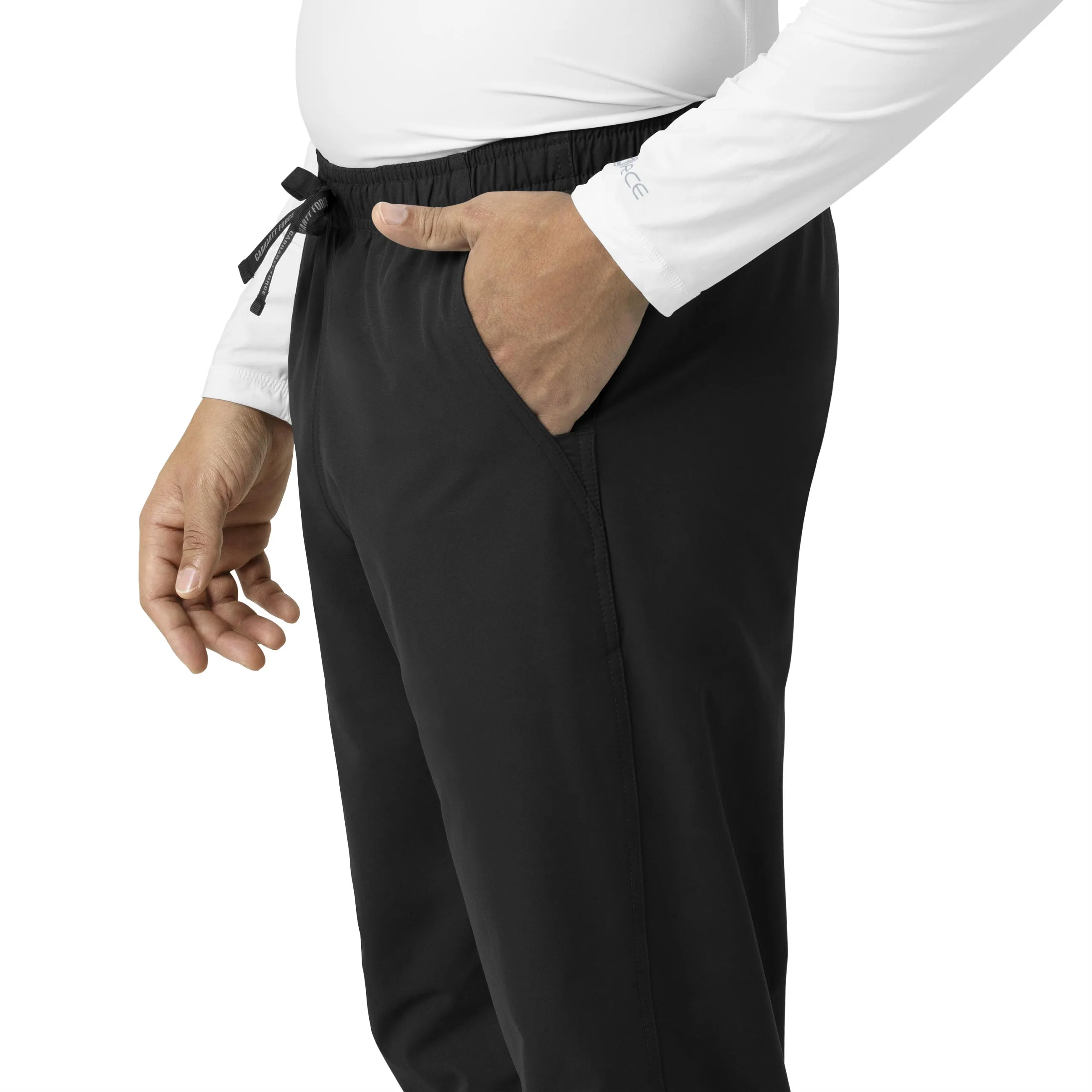 Force Essentials C55013 Unisex Elastic Waist Cargo Scrub Pants Black
