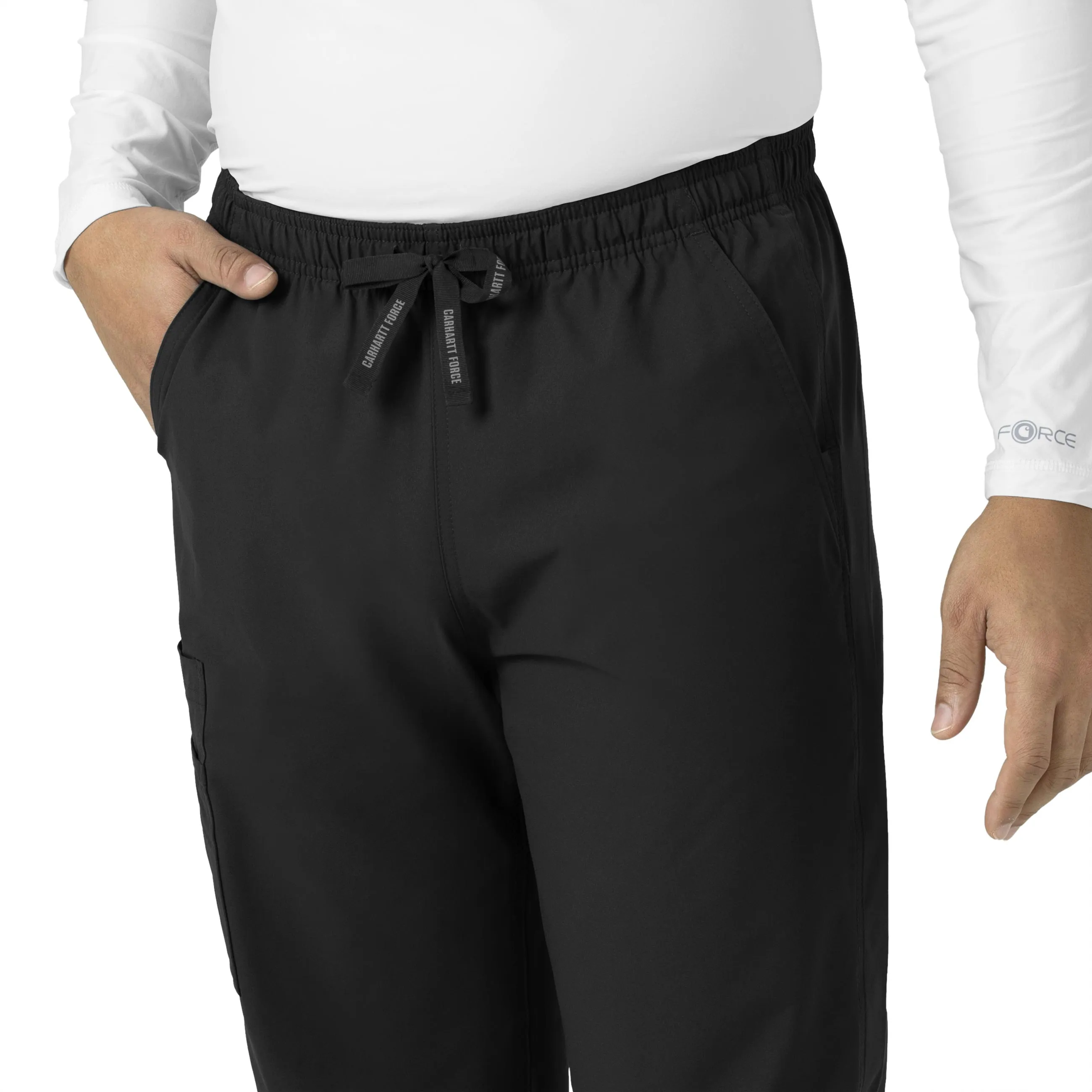 Force Essentials C55013 Unisex Elastic Waist Cargo Scrub Pants Black