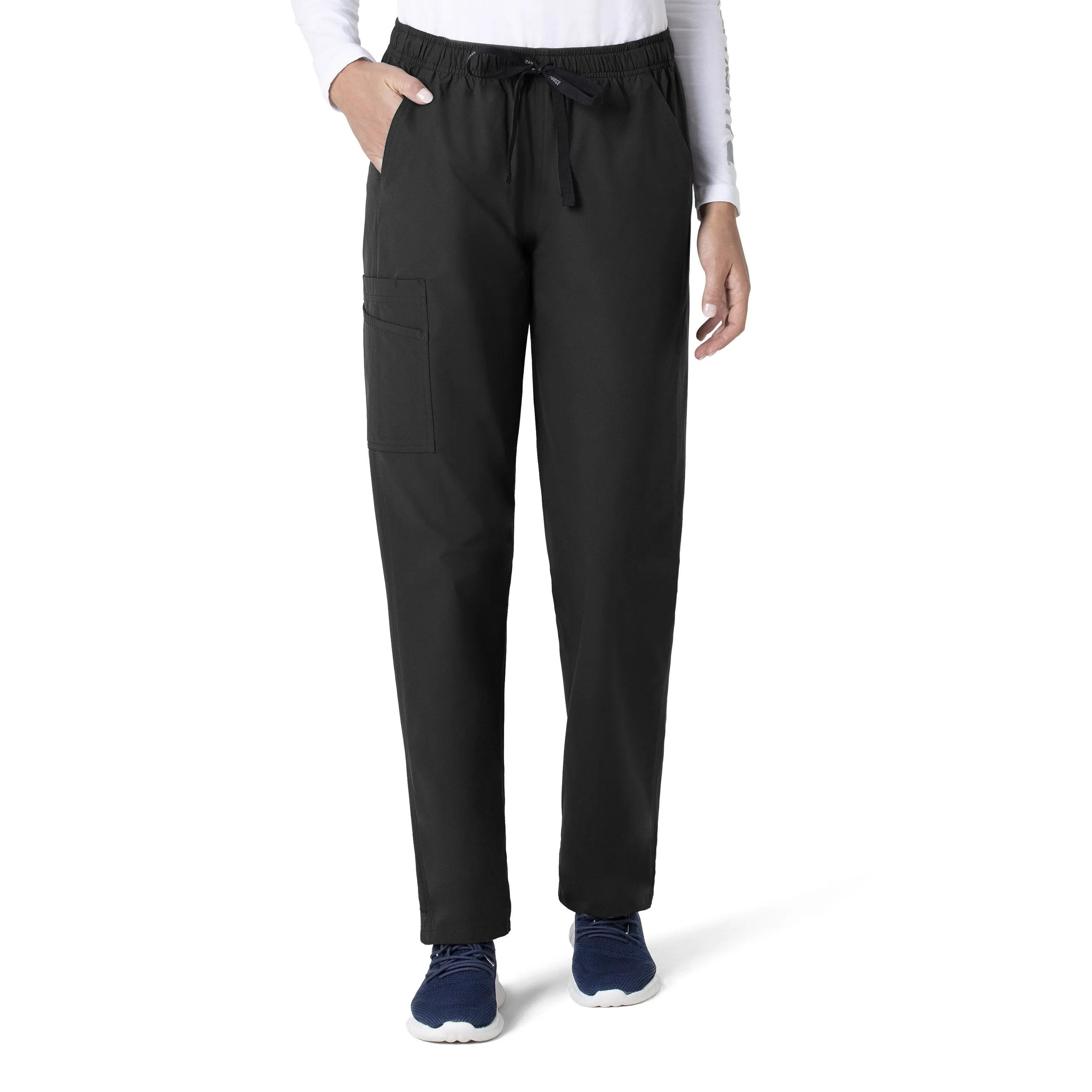Force Essentials C55013 Unisex Elastic Waist Cargo Scrub Pants Black