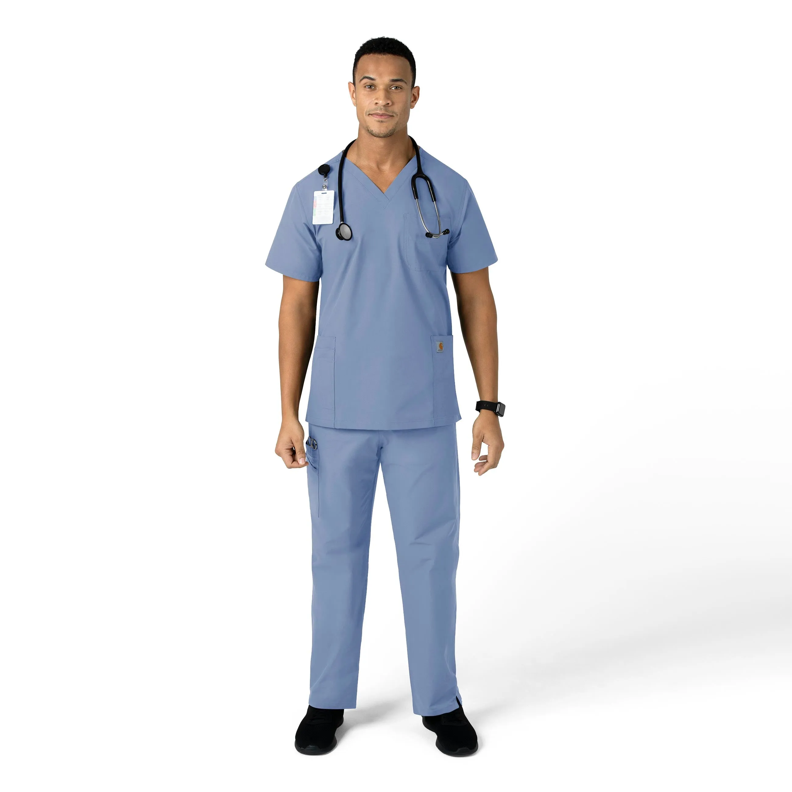Force Essentials C55013 Unisex Elastic Waist Cargo Scrub Pants Ceil Blue