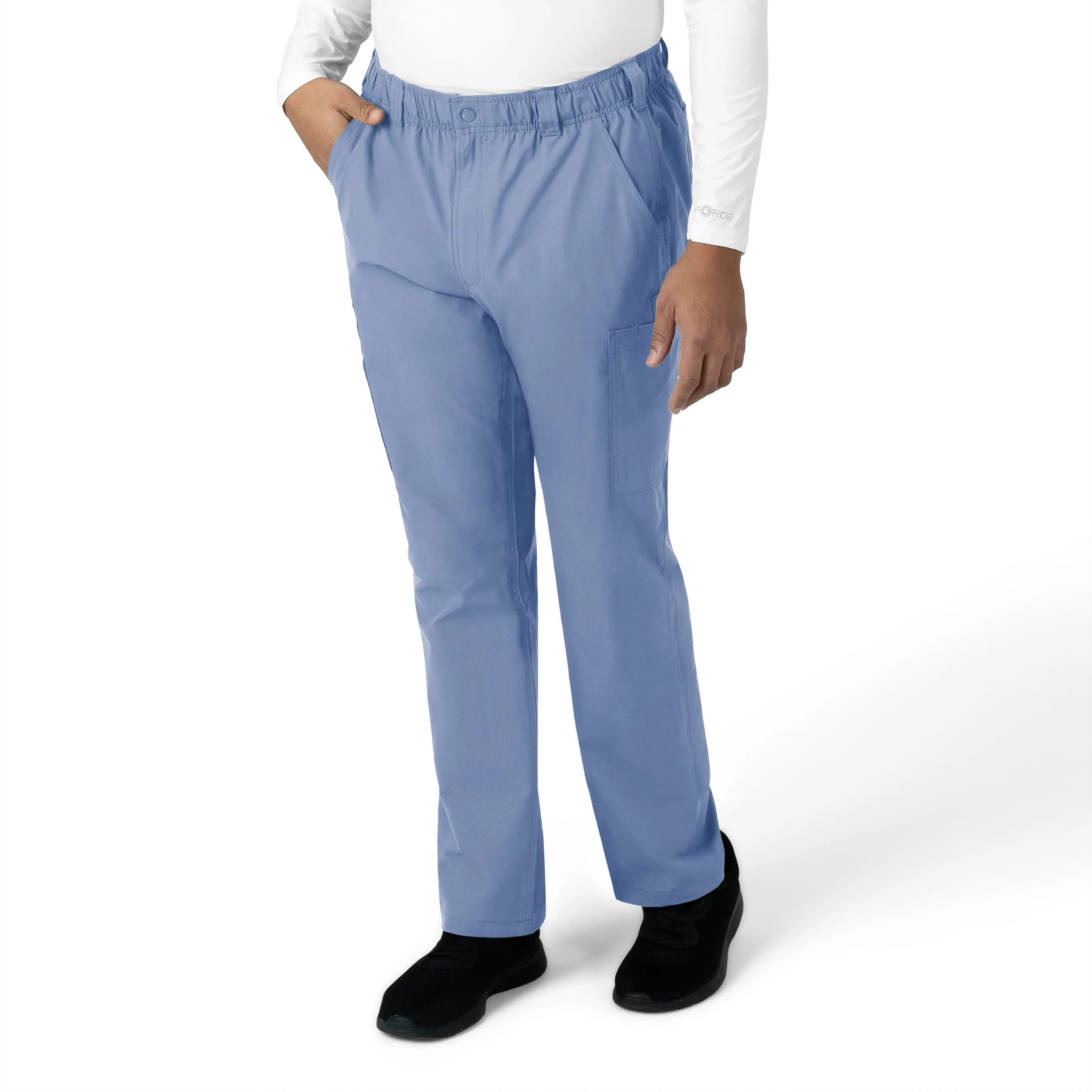 Force Essentials C56113 Men's Straight Leg Cargo Scrub Pants Ceil Blue