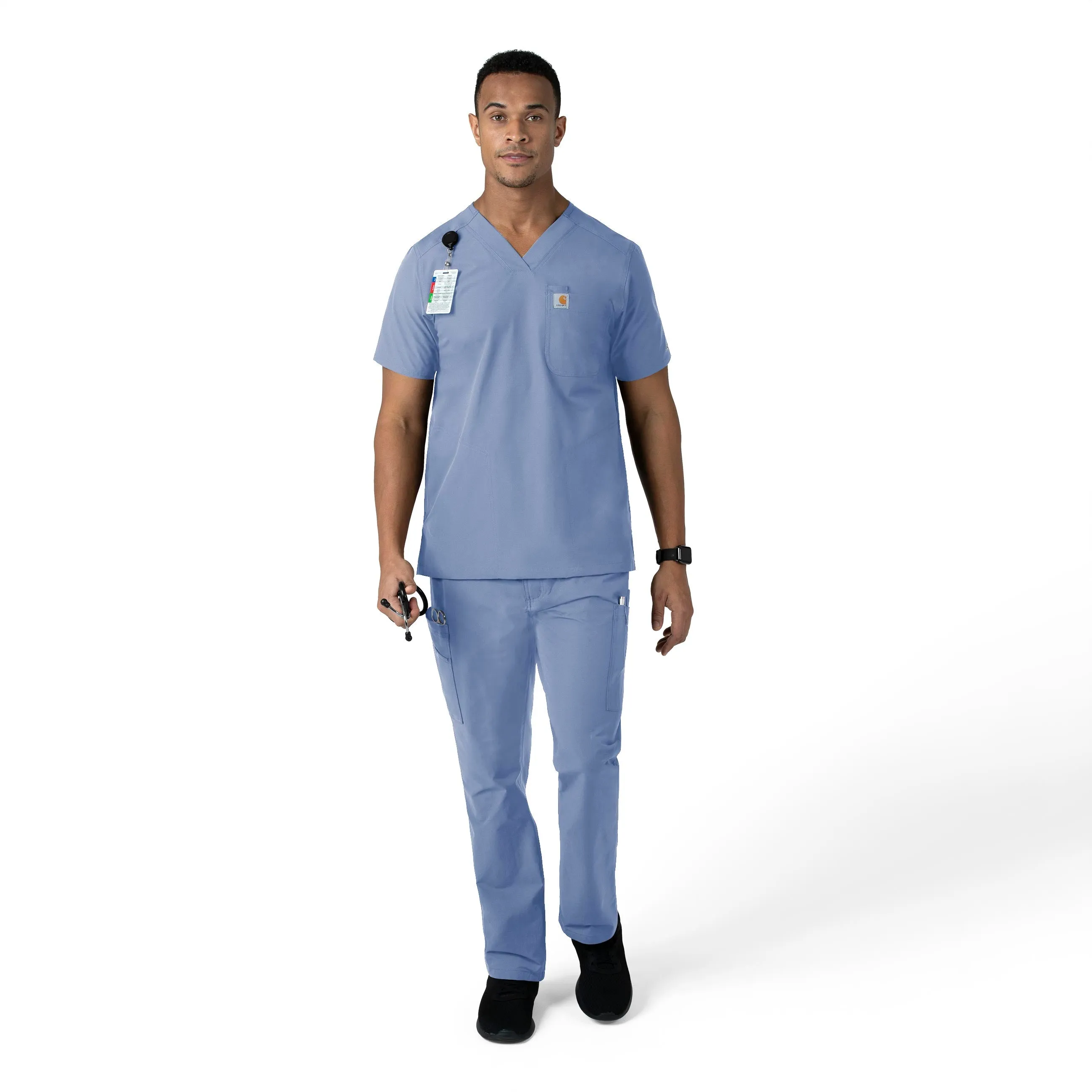 Force Essentials C56113 Men's Straight Leg Cargo Scrub Pants Ceil Blue