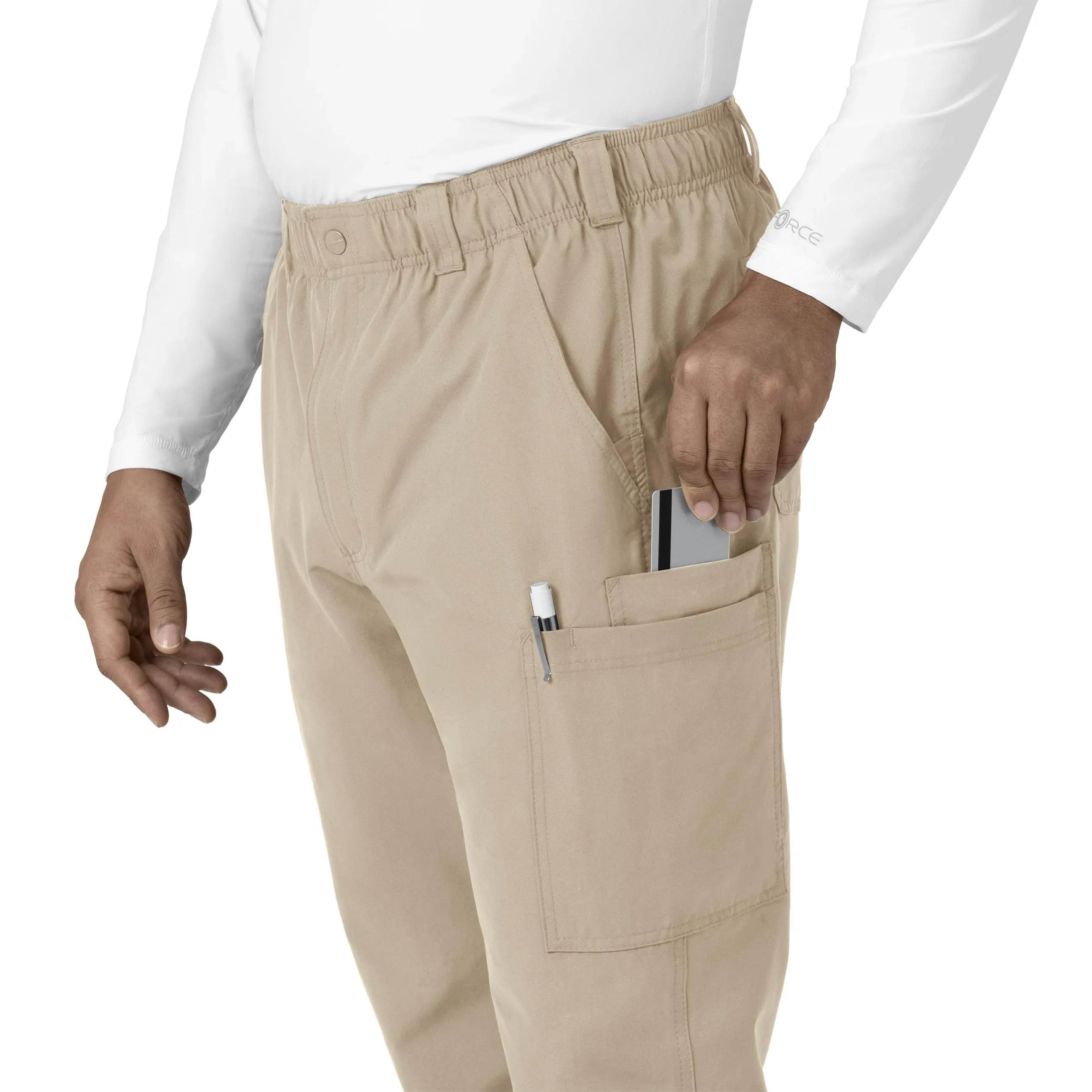 Force Essentials C56113 Men's Straight Leg Cargo Scrub Pants Khaki