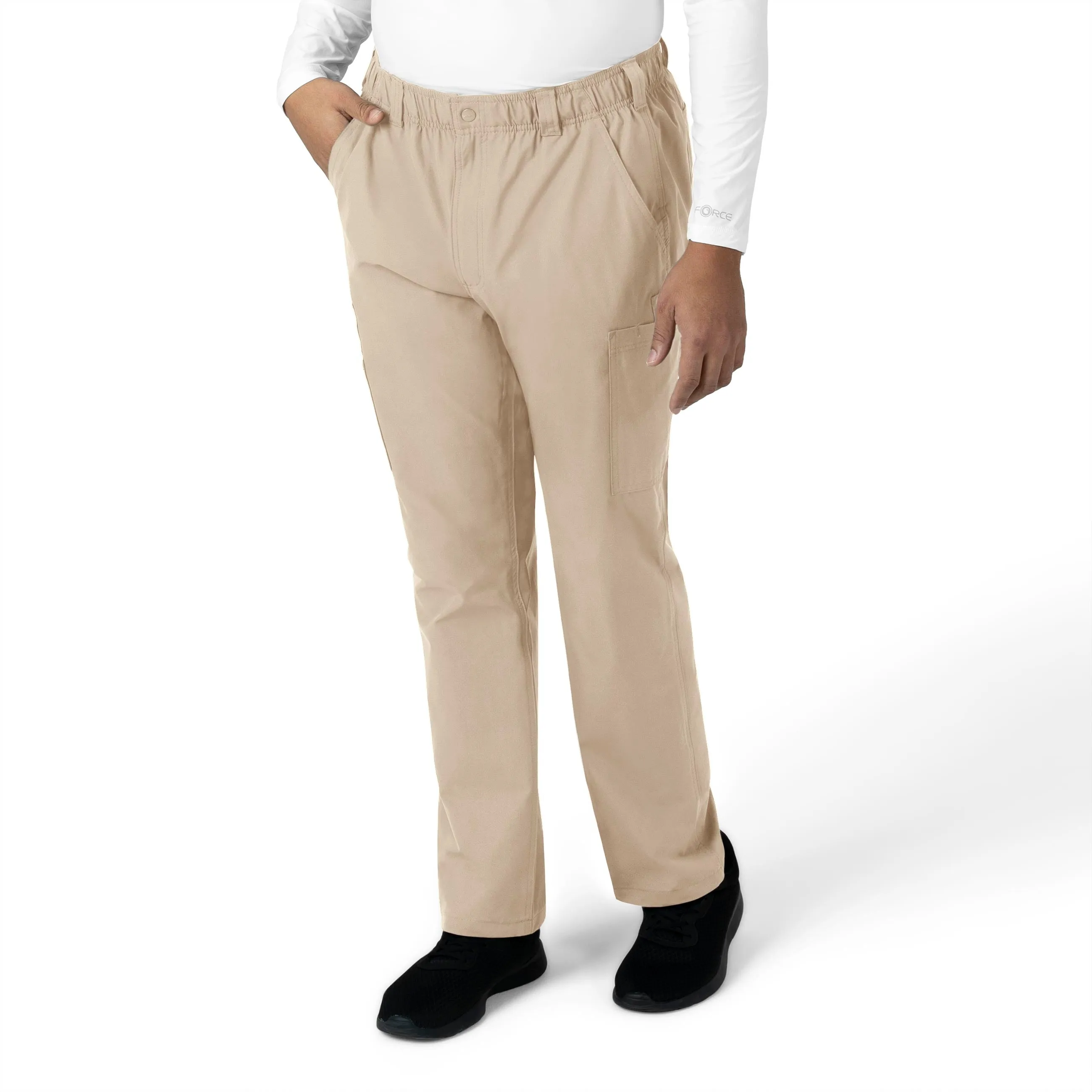 Force Essentials C56113 Men's Straight Leg Cargo Scrub Pants Khaki