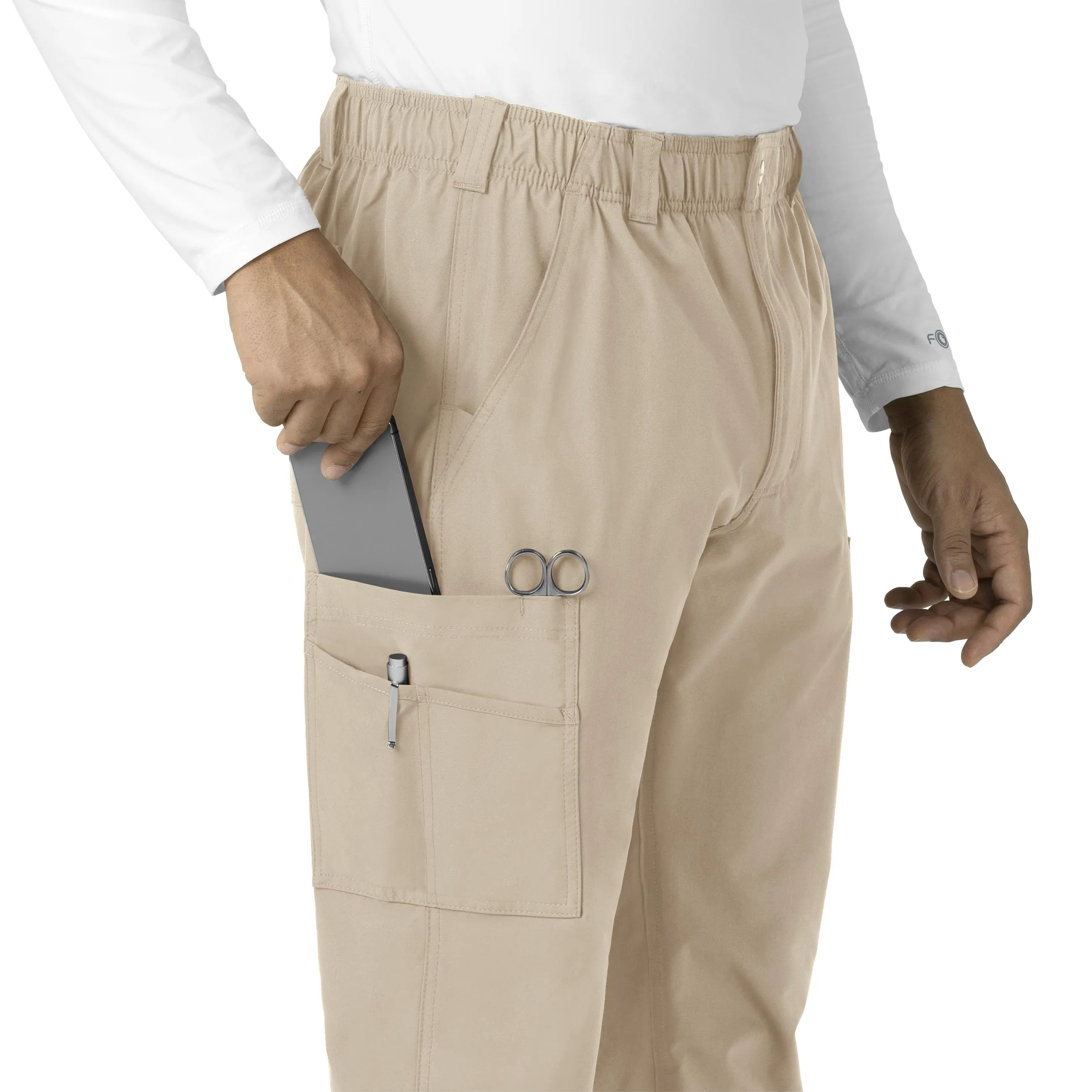 Force Essentials C56113 Men's Straight Leg Cargo Scrub Pants Khaki