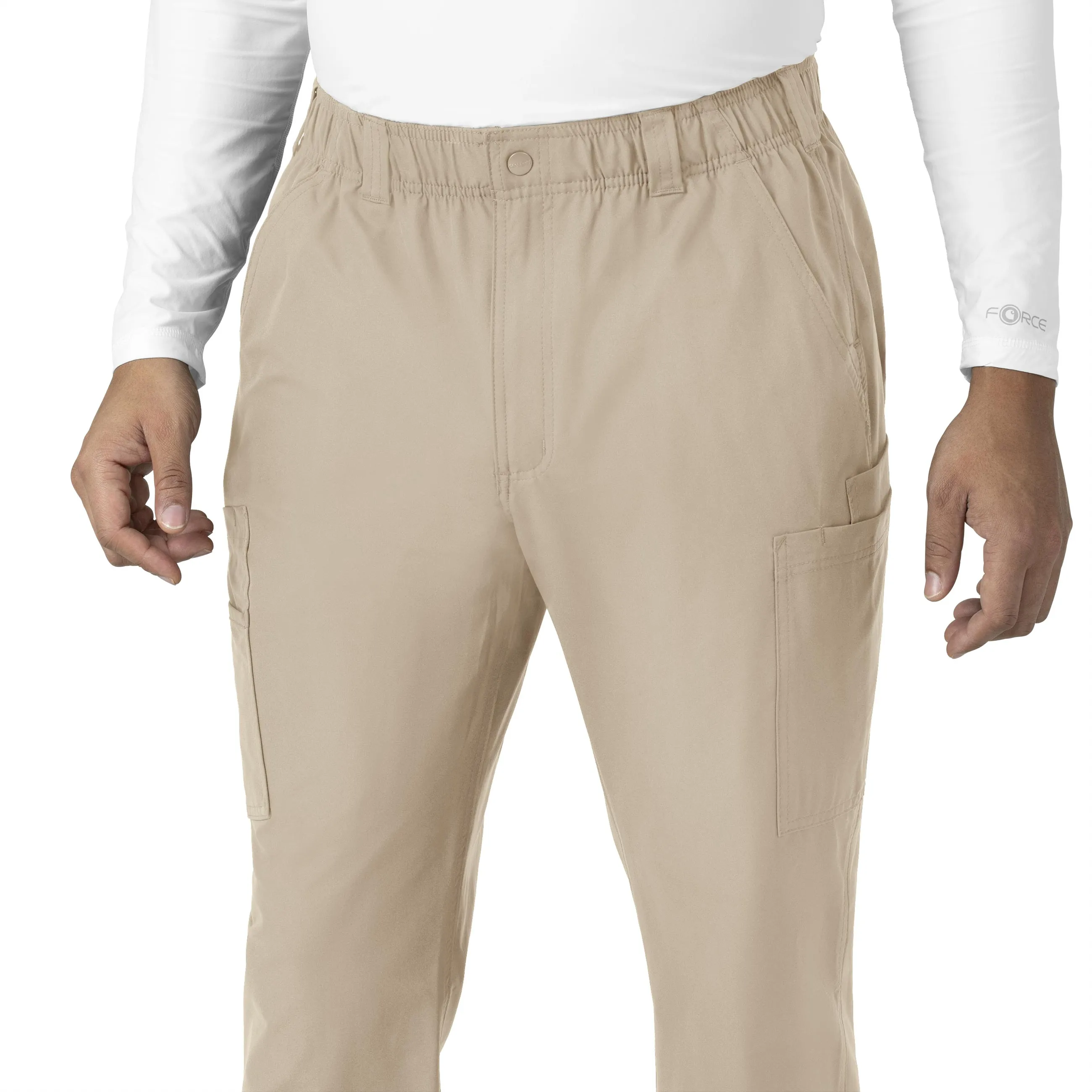 Force Essentials C56113 Men's Straight Leg Cargo Scrub Pants Khaki