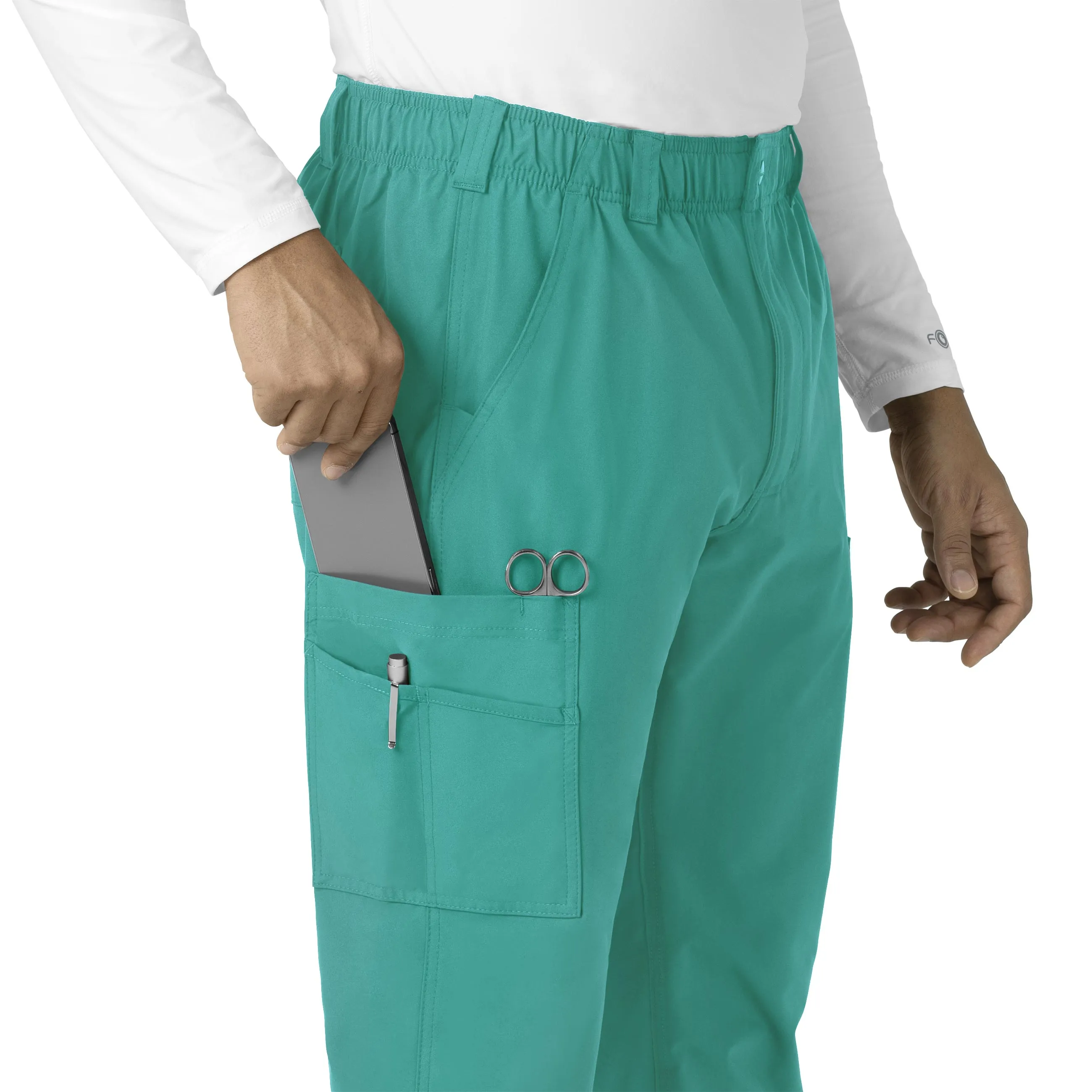 Force Essentials C56113 Men's Straight Leg Cargo Scrub Pants Teal Blue