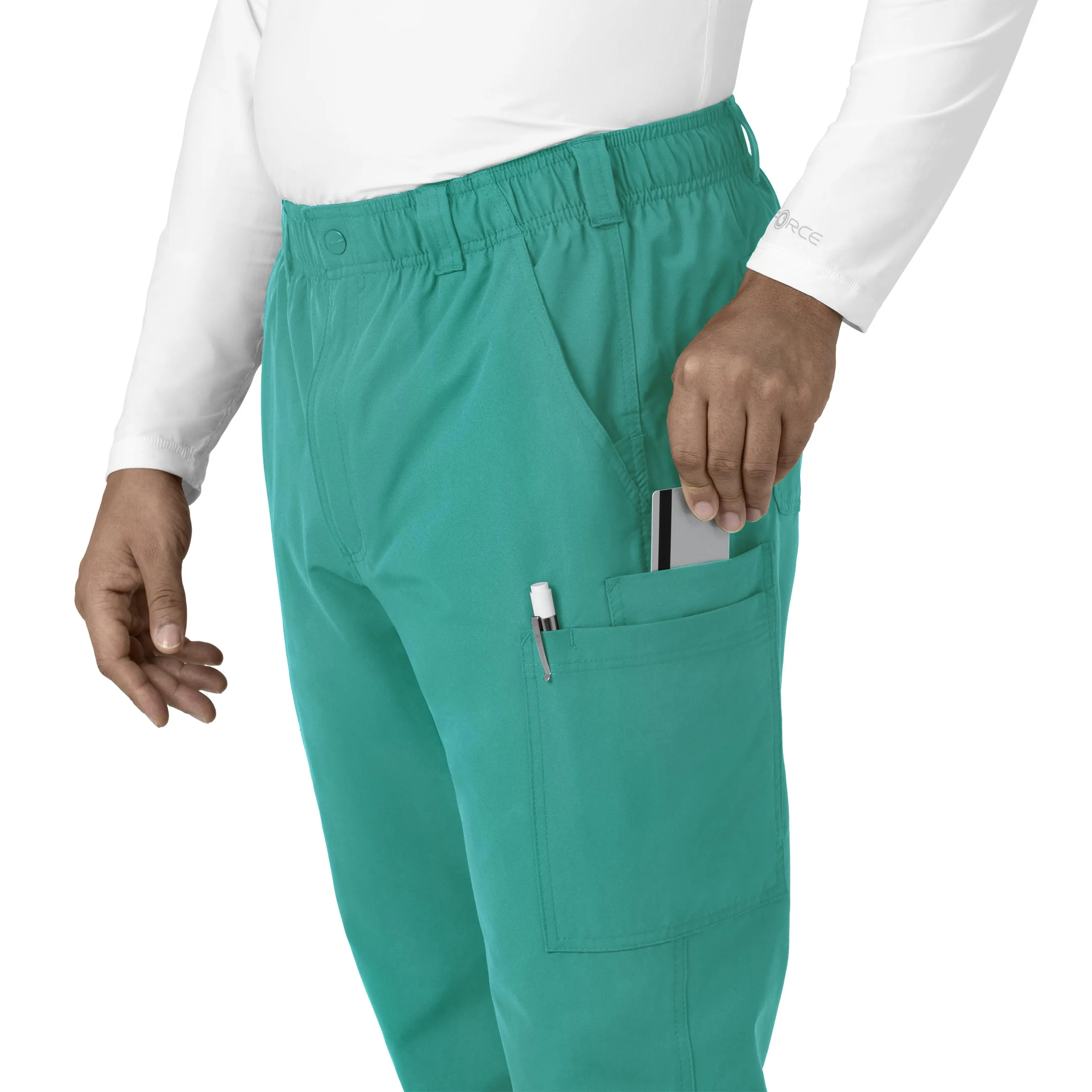Force Essentials C56113 Men's Straight Leg Cargo Scrub Pants Teal Blue
