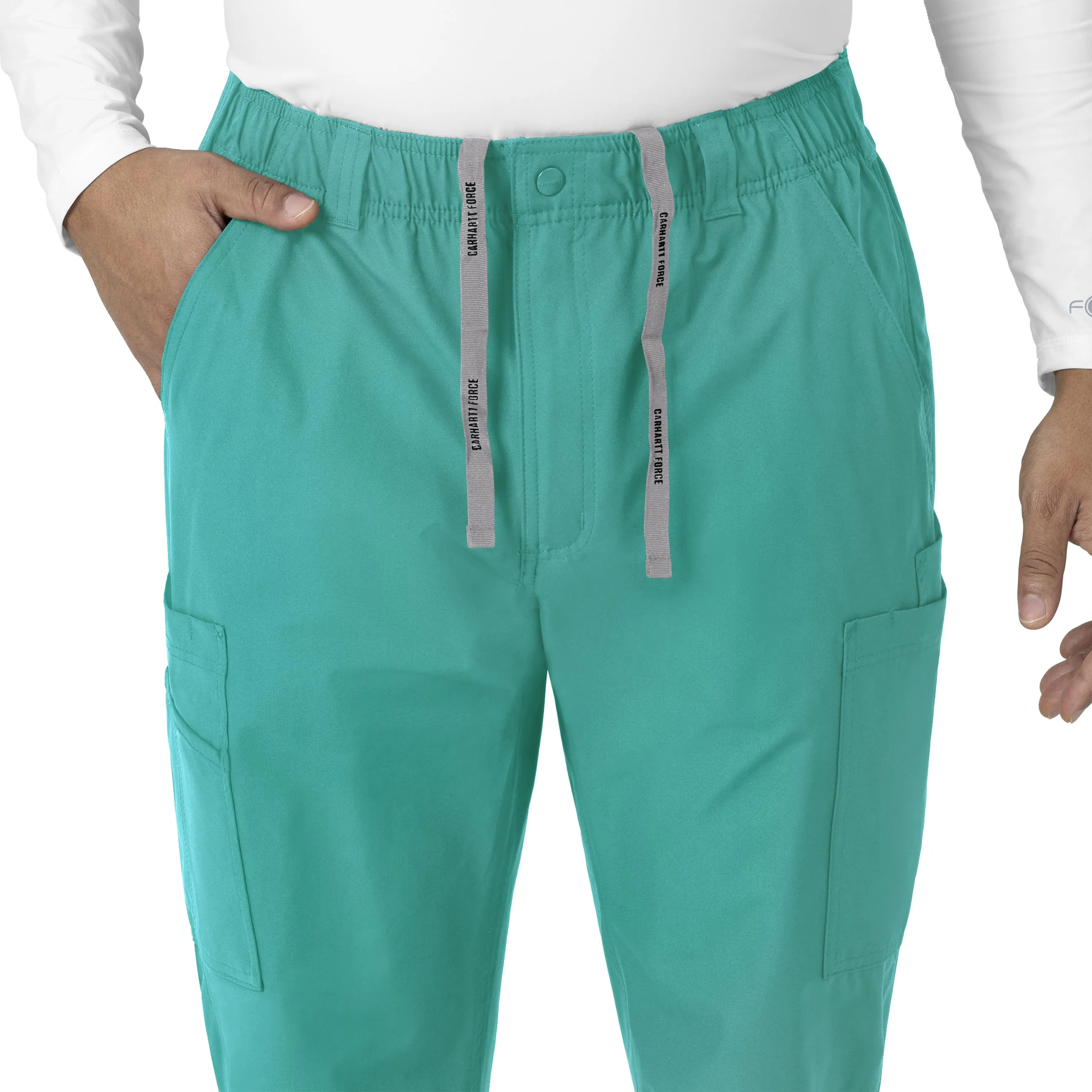 Force Essentials C56113 Men's Straight Leg Cargo Scrub Pants Teal Blue