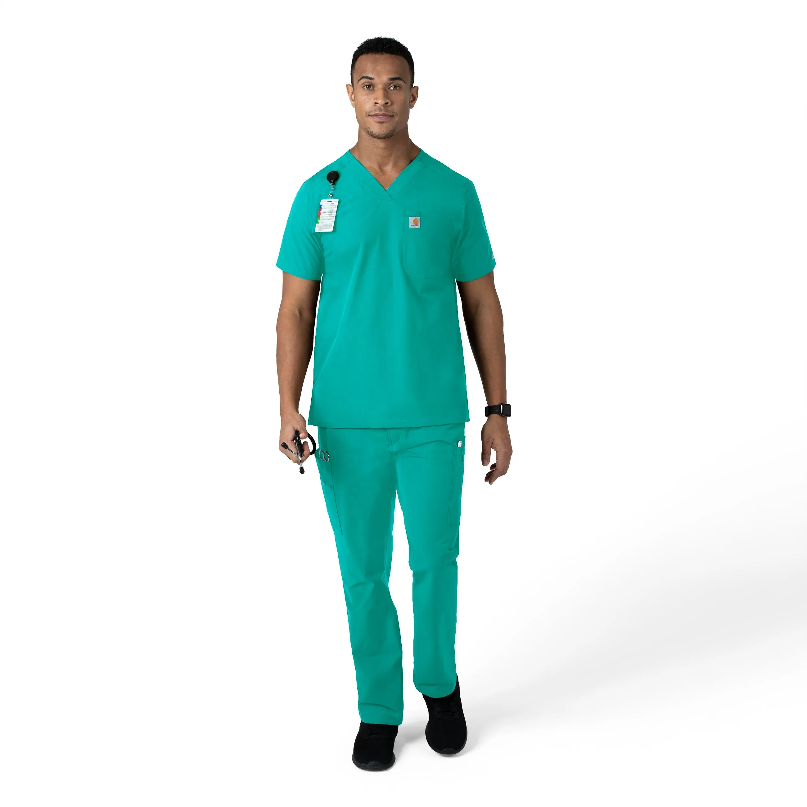 Force Essentials C56113 Men's Straight Leg Cargo Scrub Pants Teal Blue