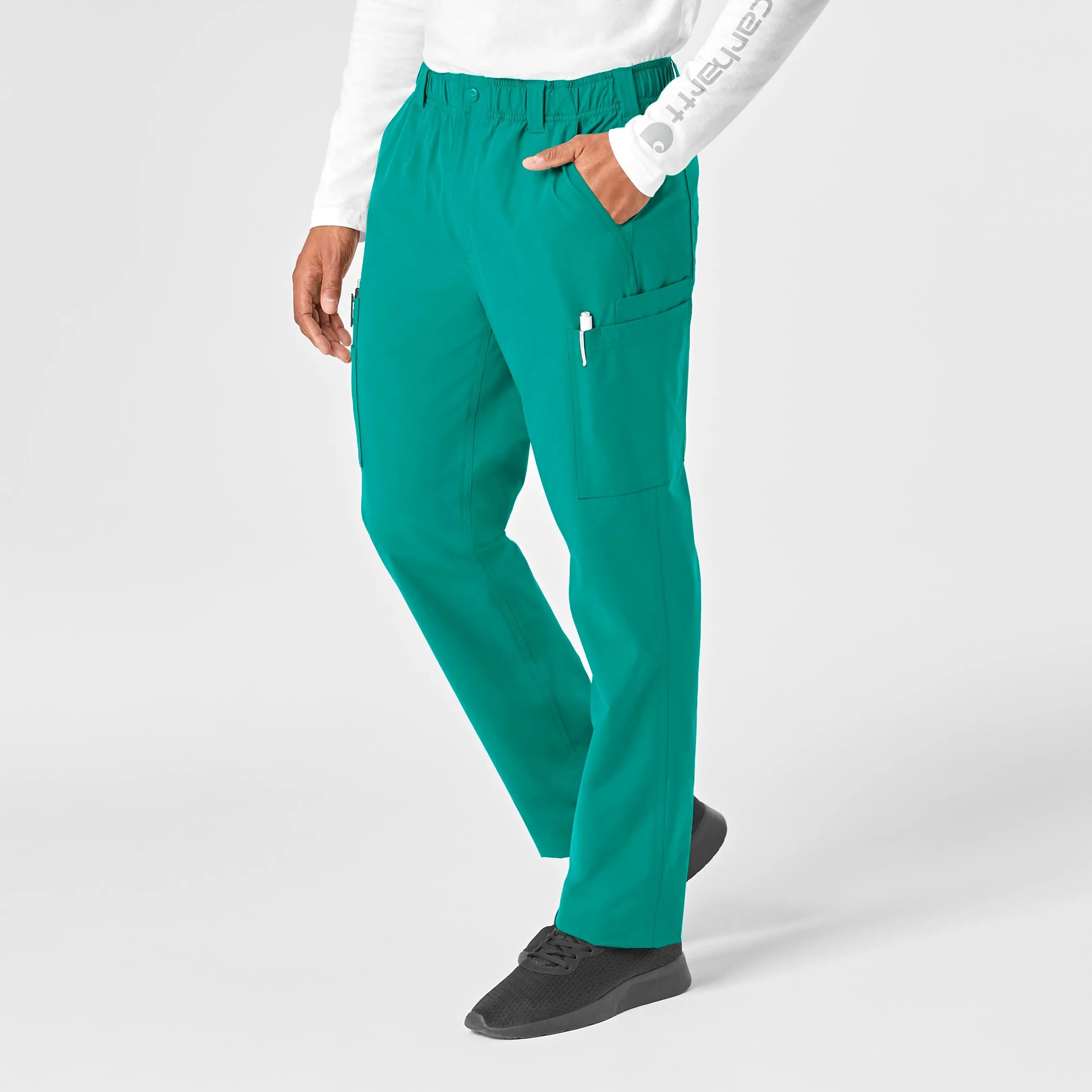 Force Essentials C56113 Men's Straight Leg Cargo Scrub Pants Teal Blue