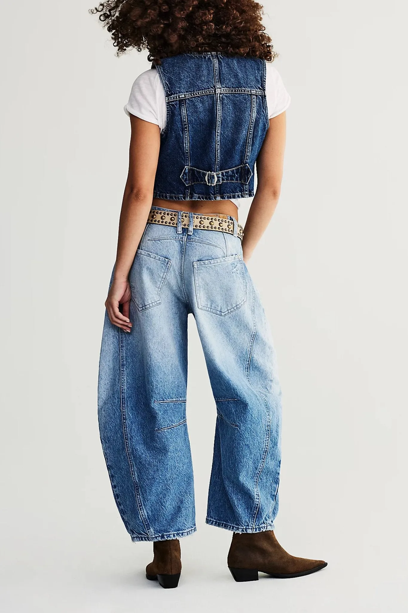 Free People: Good Luck Mid Rise Barrel Jean in Barnyard Blue