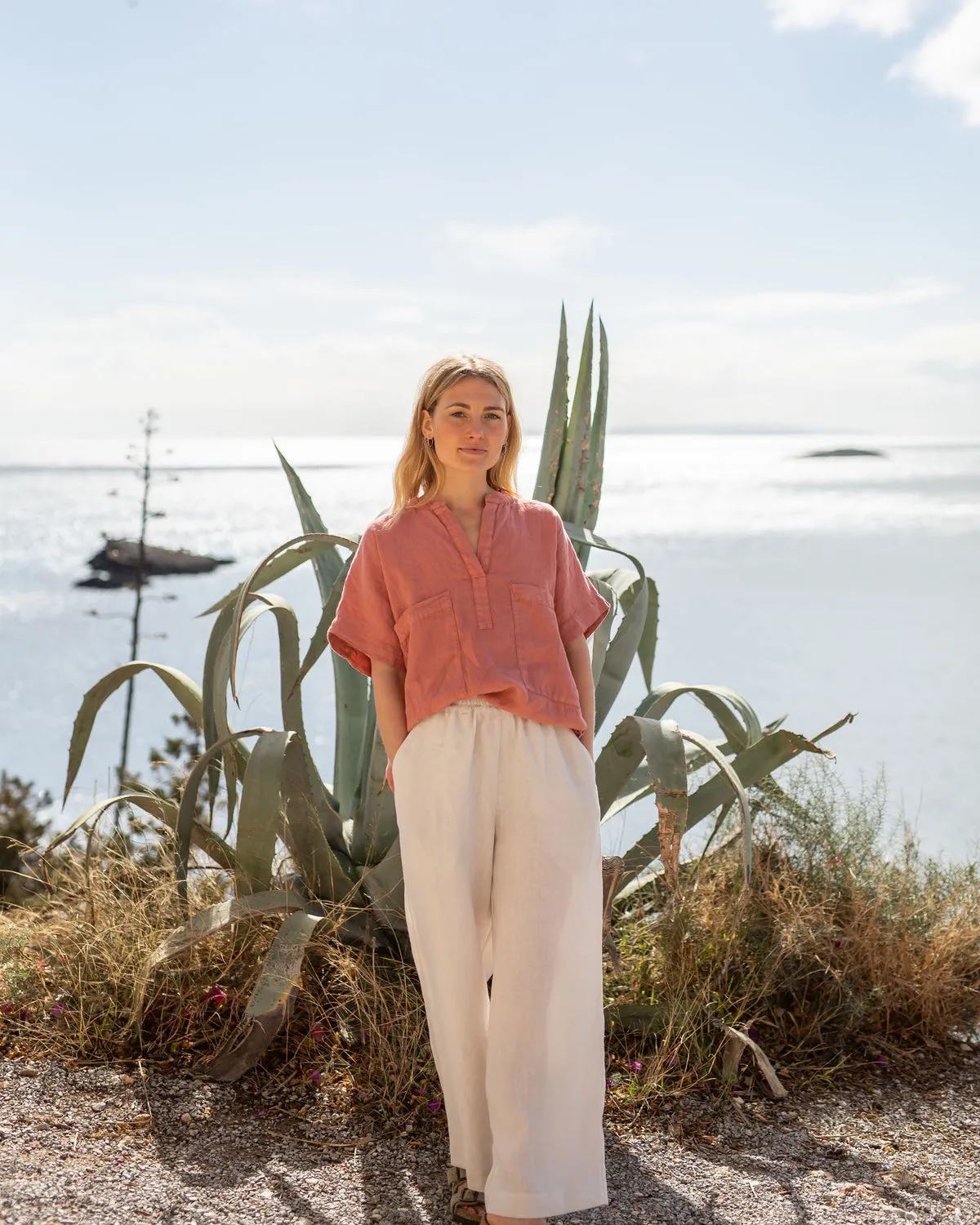 Georgina - Linen Trousers in Beige