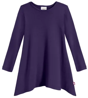 Girls Soft Cotton Jersey Long Sleeve Shark Bite Tunic | Purple