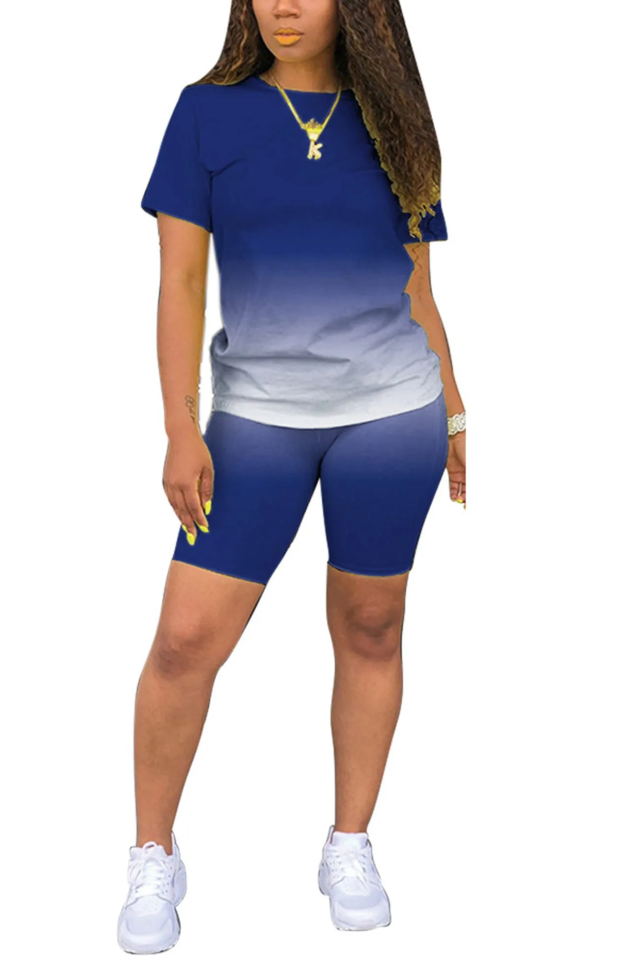 Gradient Color T-shirt Shorts Set