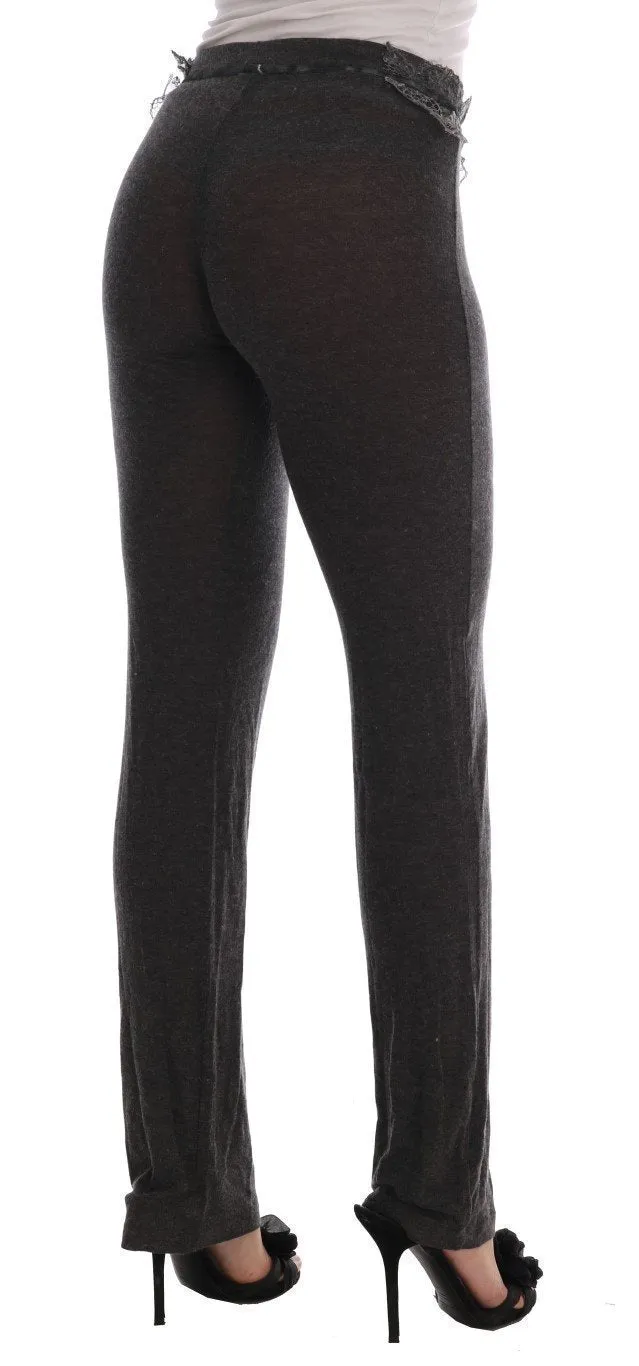 Gray Wool Stretch Pants
