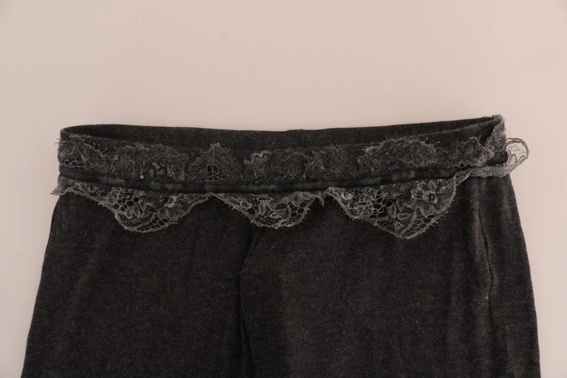 Gray Wool Stretch Pants
