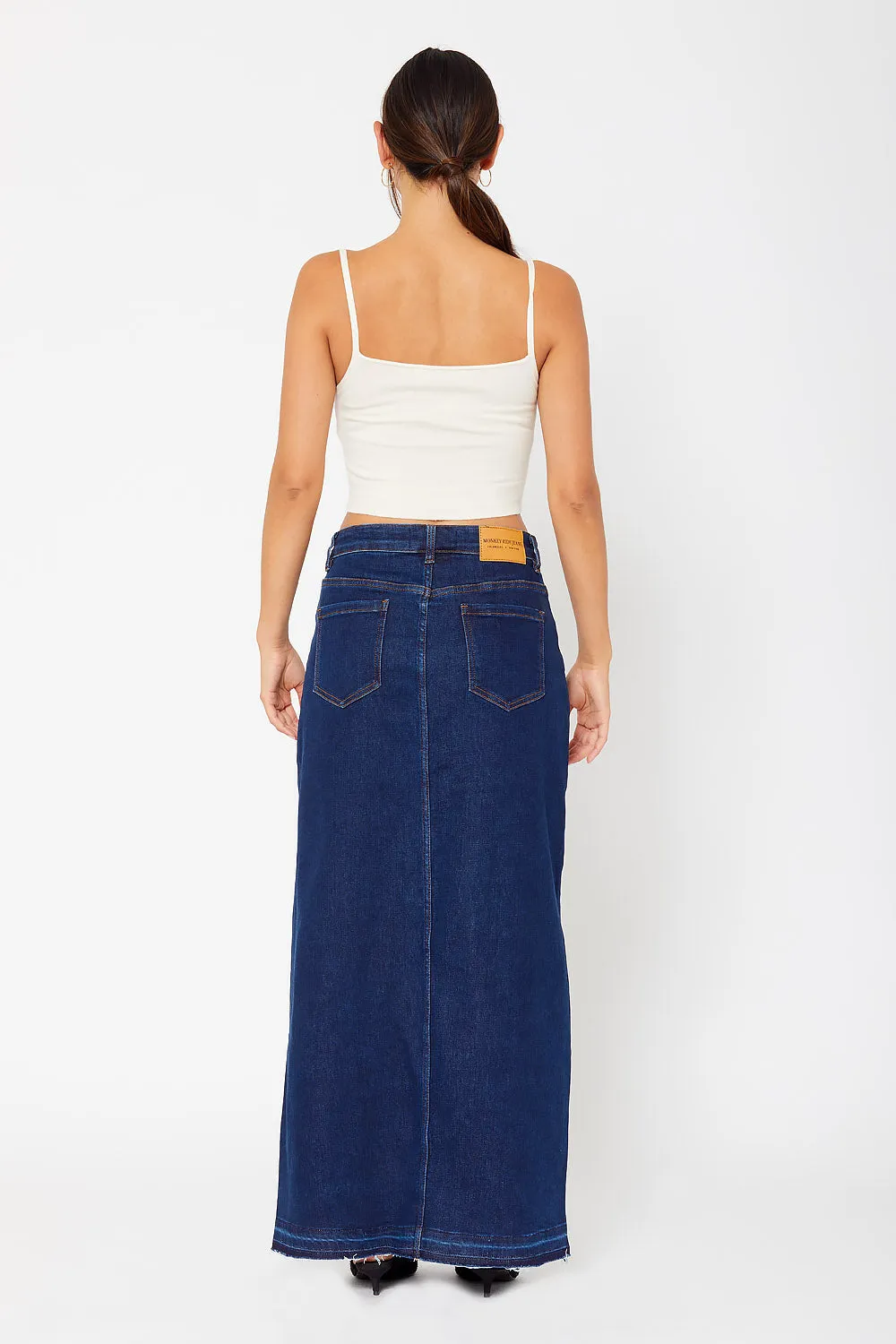 High-rise maxi slit cargo skirt