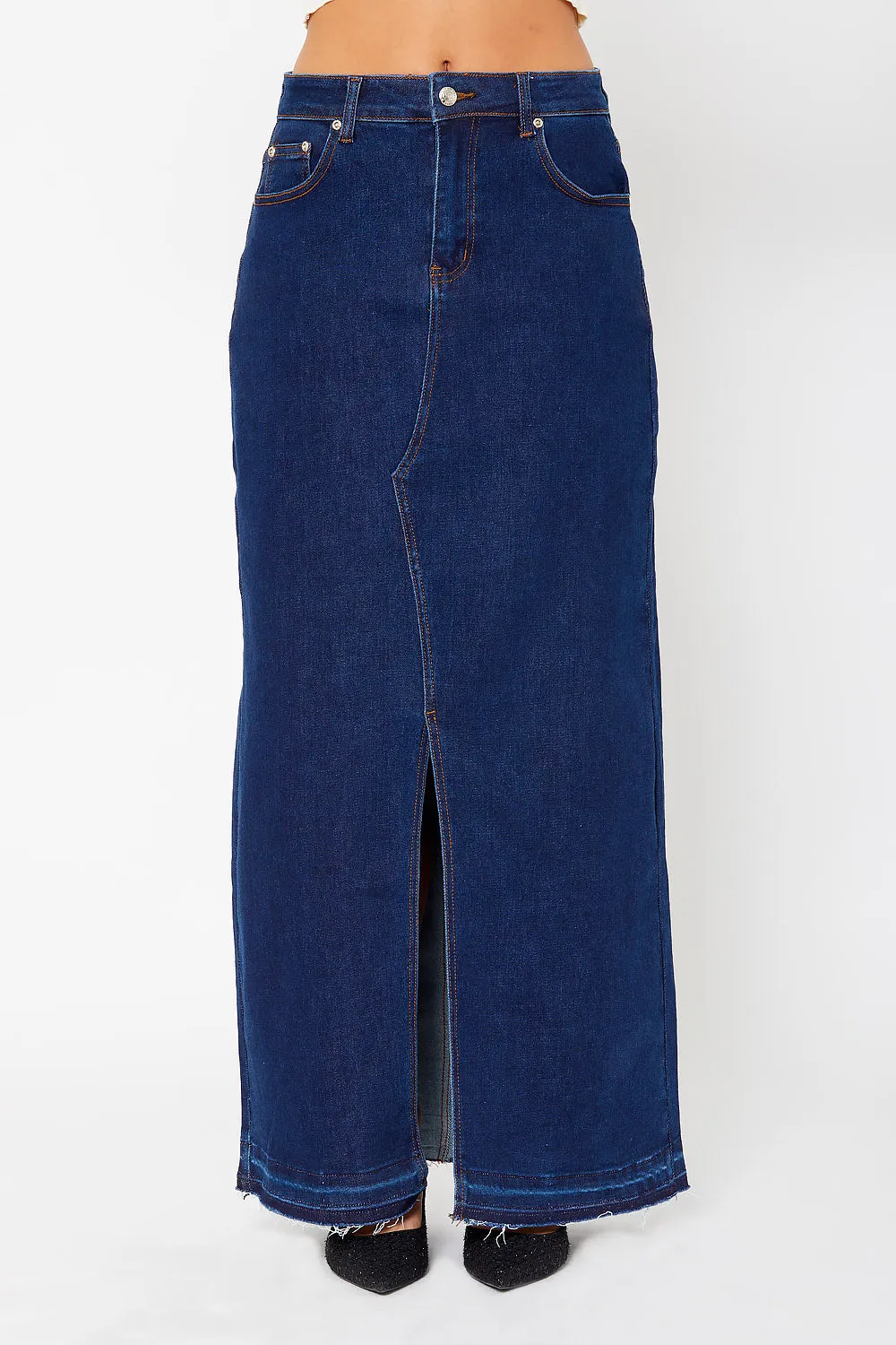 High-rise maxi slit cargo skirt