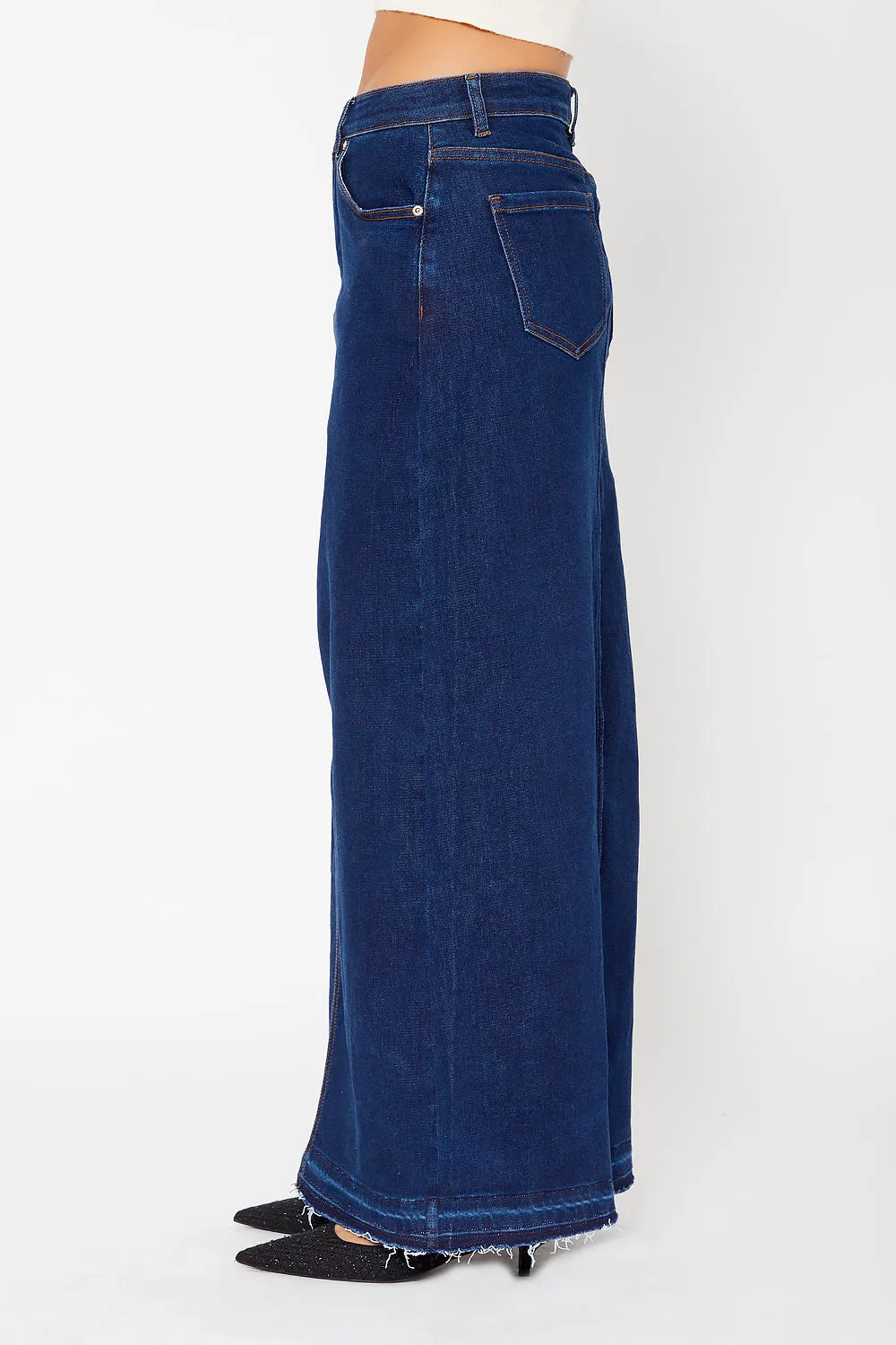 High-rise maxi slit cargo skirt