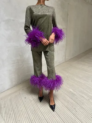 Hologram Metallic Feather Cuff Tunic