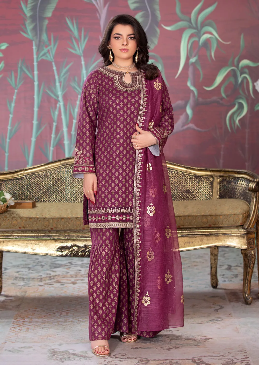 HSS-193 - Readymade - Motif Royalty Embroidered suit by Heeras