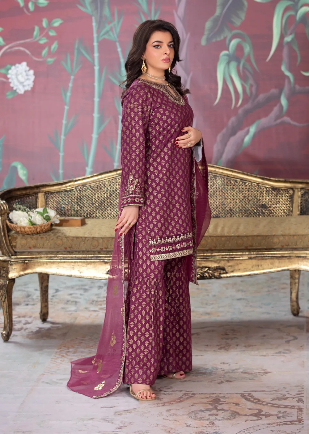 HSS-193 - Readymade - Motif Royalty Embroidered suit by Heeras