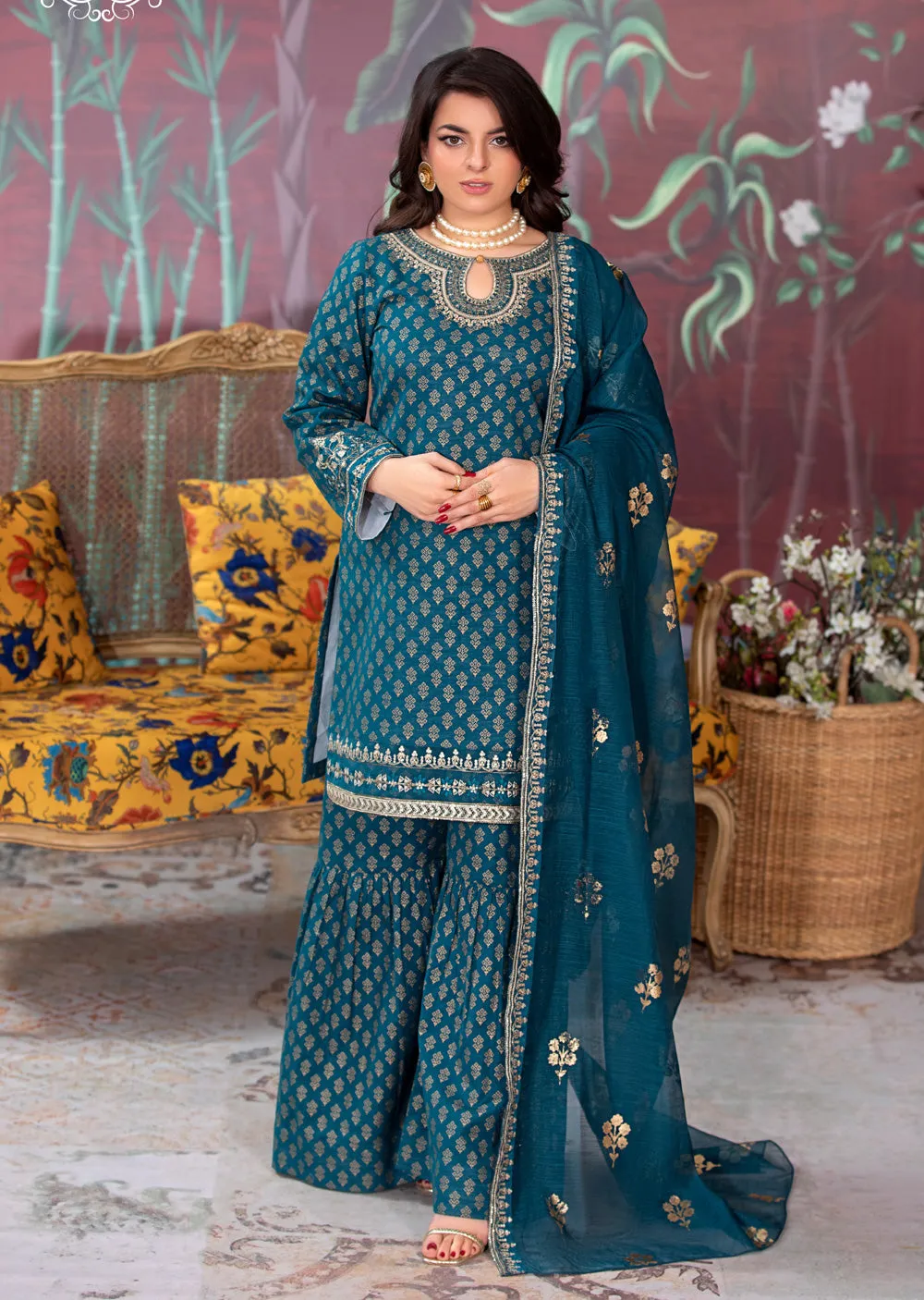 HSS-194 - Readymade - Motif Royalty Embroidered suit by Heeras