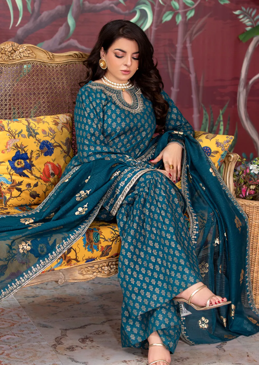 HSS-194 - Readymade - Motif Royalty Embroidered suit by Heeras