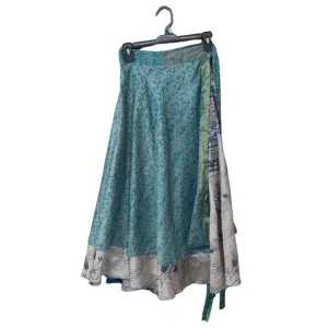 Indian wrap reversible skirt. Multicolor Patterned Women's Skirt Maxi (L)