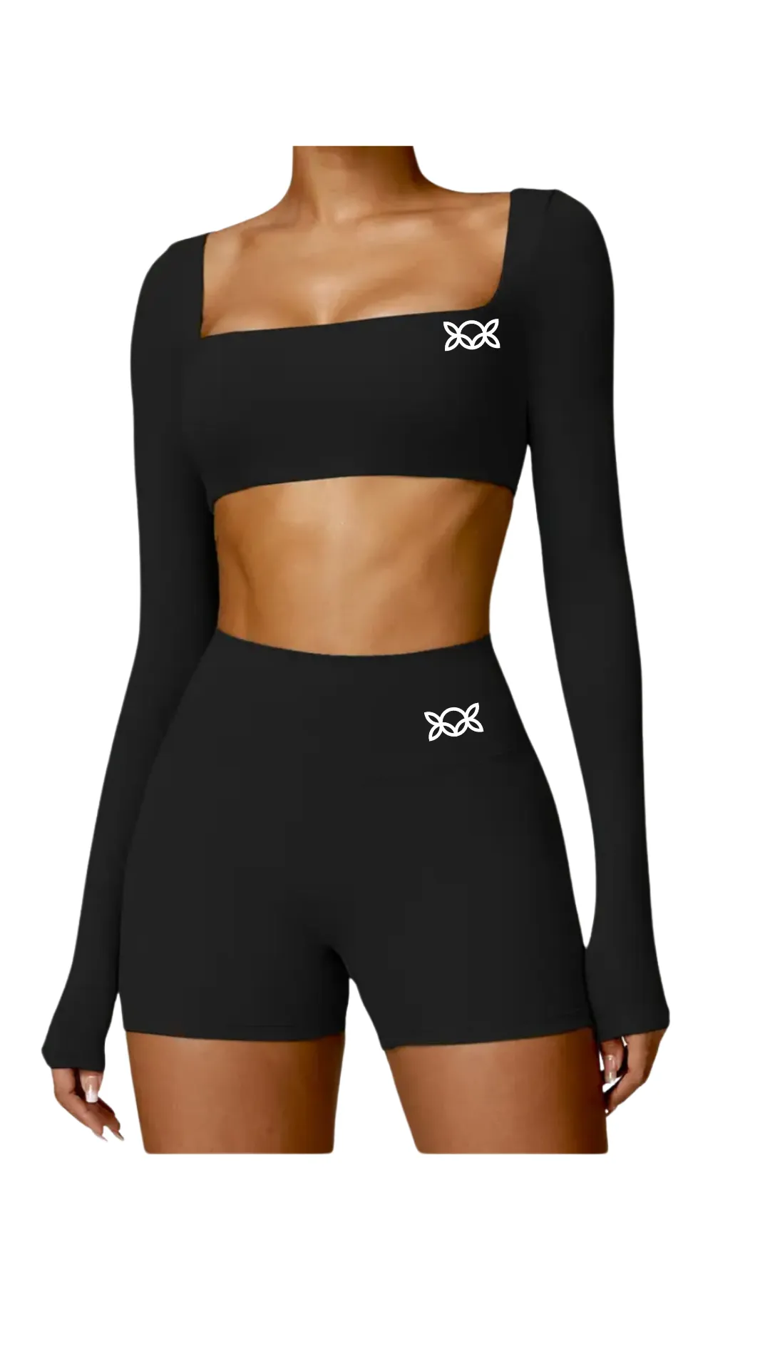 Kate Bow Long Sleeve Crop and Shorts Set