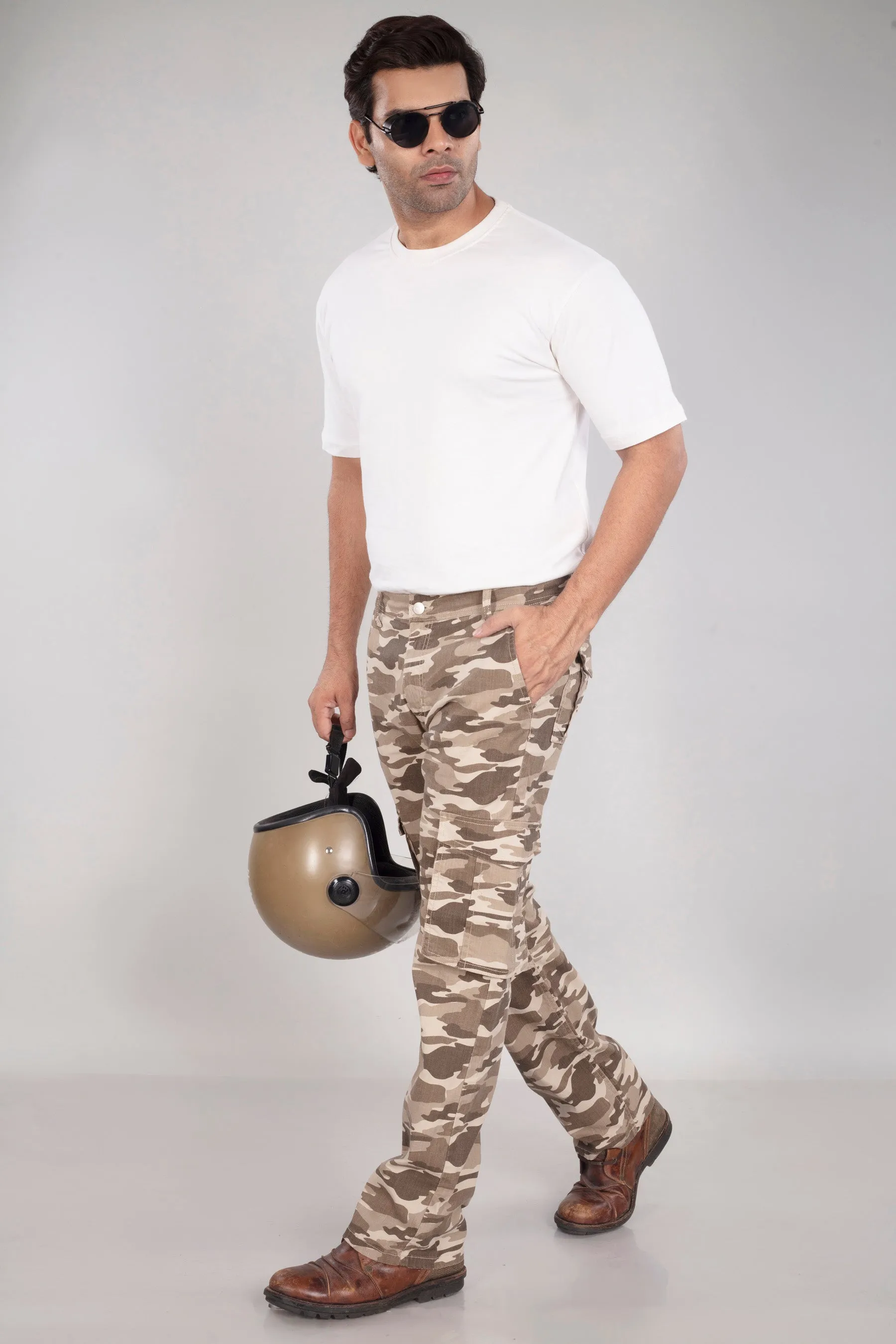 Khaki Camo Stretch Cargo Pants