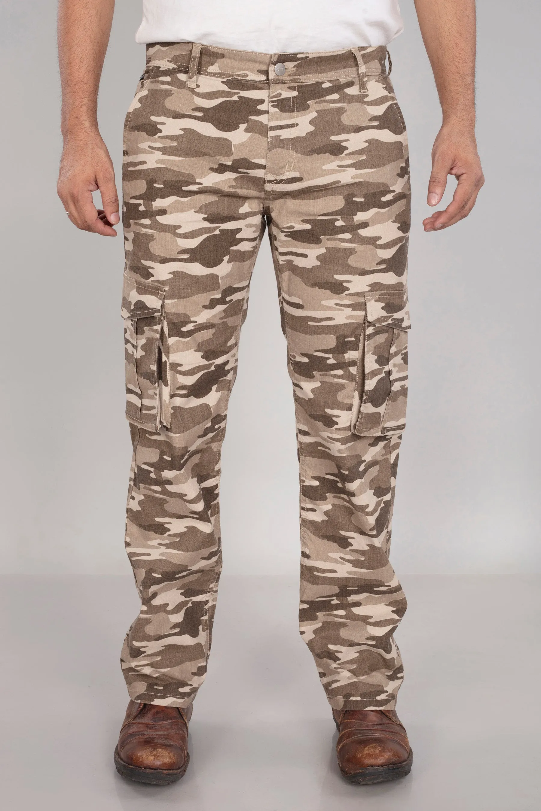 Khaki Camo Stretch Cargo Pants