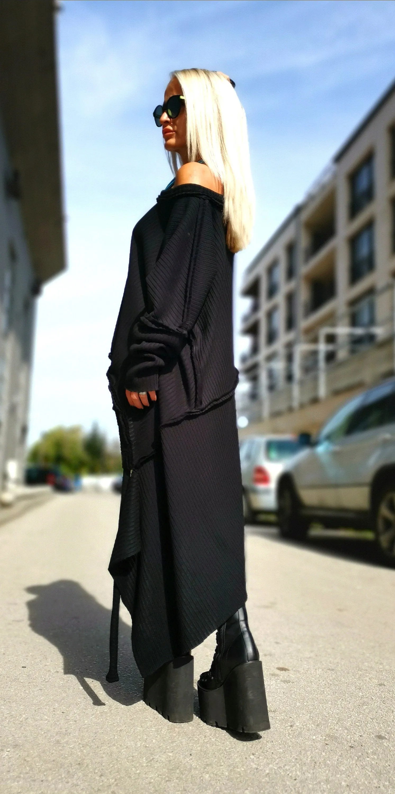 Knitting Asimetric Woman Tunic/Gothic Woman Top/ Loose Top/ Oversize Tunic/One Size Tunic/Designer Handmade Clothes