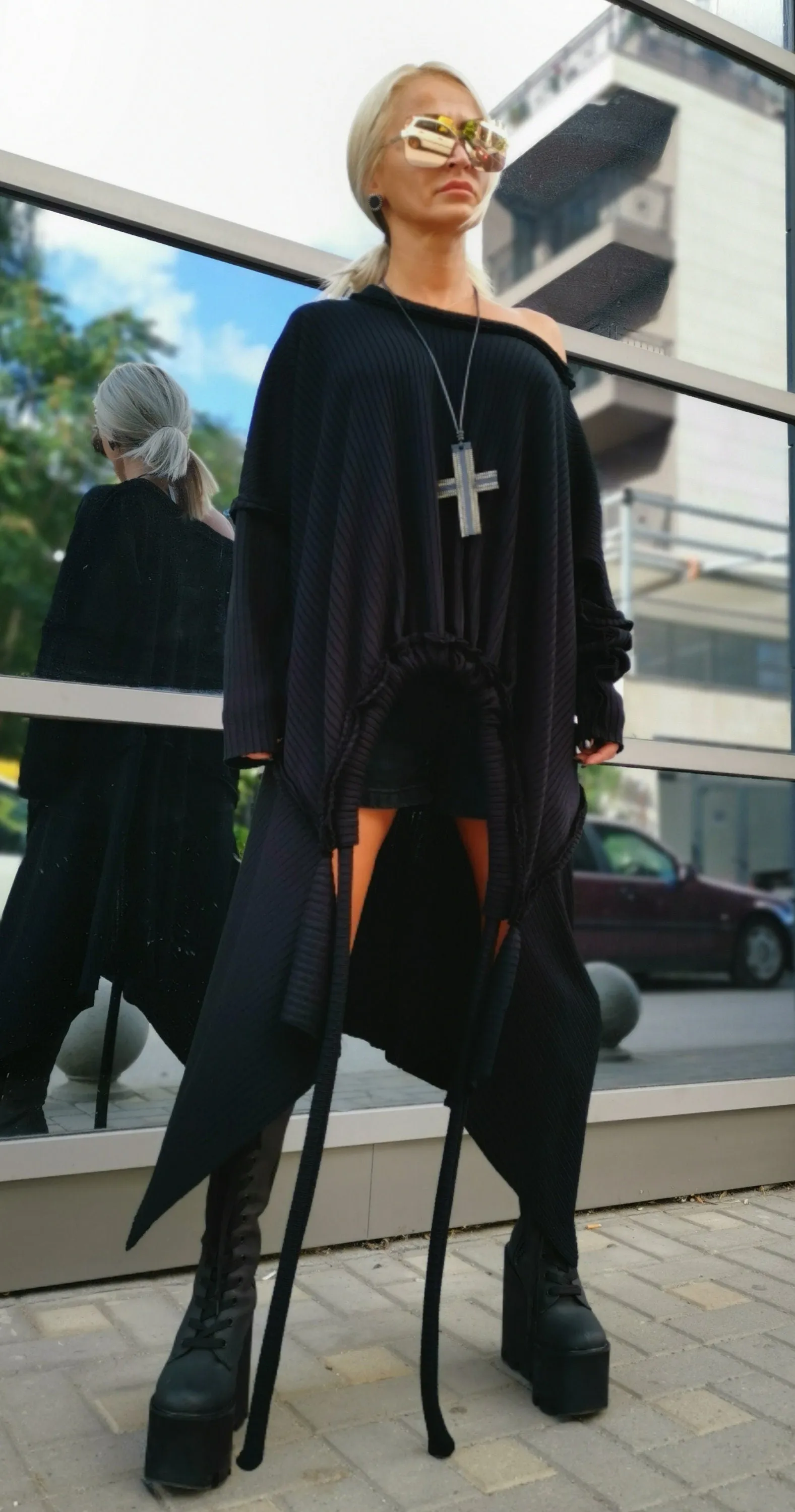 Knitting Asimetric Woman Tunic/Gothic Woman Top/ Loose Top/ Oversize Tunic/One Size Tunic/Designer Handmade Clothes