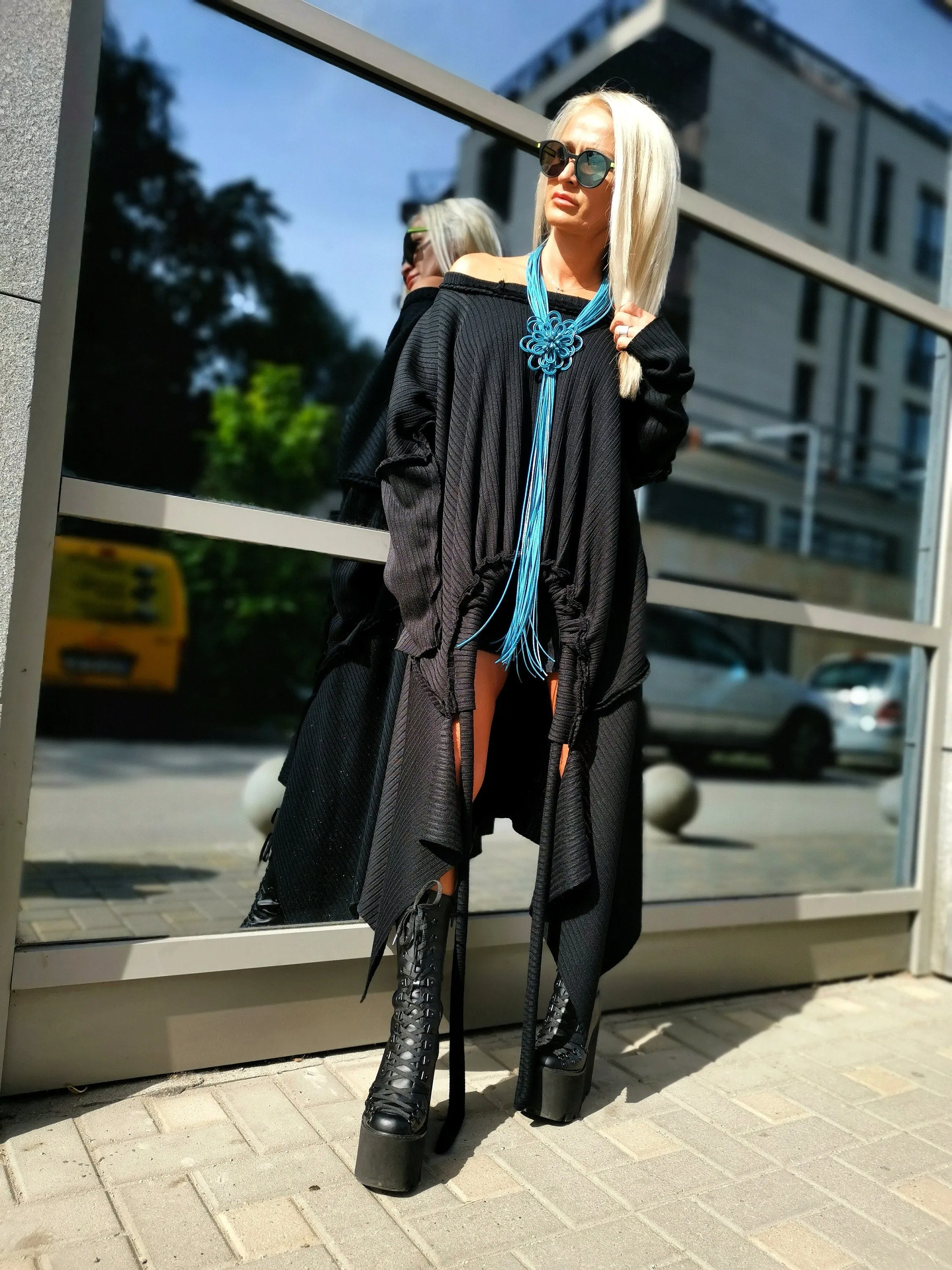 Knitting Asimetric Woman Tunic/Gothic Woman Top/ Loose Top/ Oversize Tunic/One Size Tunic/Designer Handmade Clothes