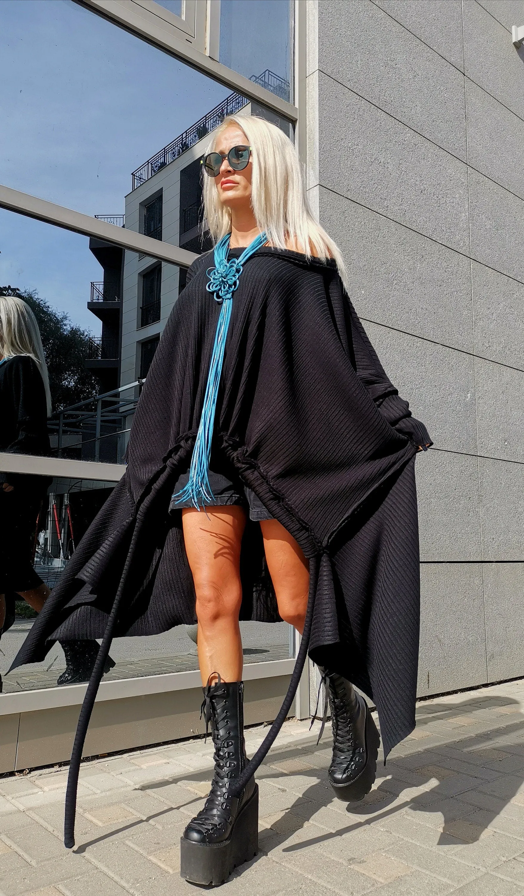 Knitting Asimetric Woman Tunic/Gothic Woman Top/ Loose Top/ Oversize Tunic/One Size Tunic/Designer Handmade Clothes