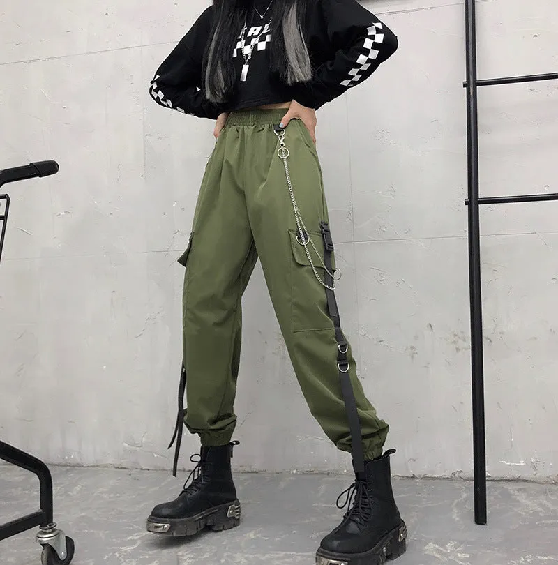 KoreaFit High-Waist Cargo Trousers