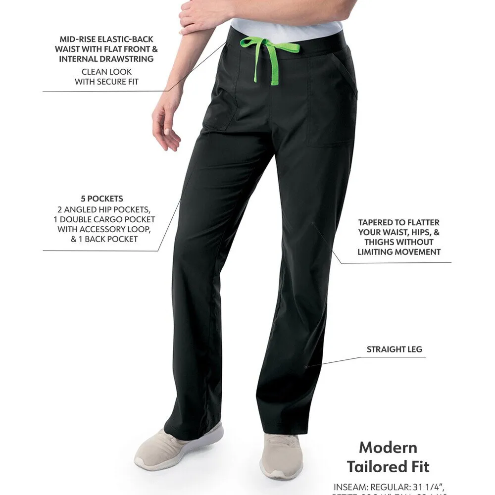Landau Proflex Women's Straight-Leg Cargo Scrub Pants - BLACK / Sizes XXS - 5XL
