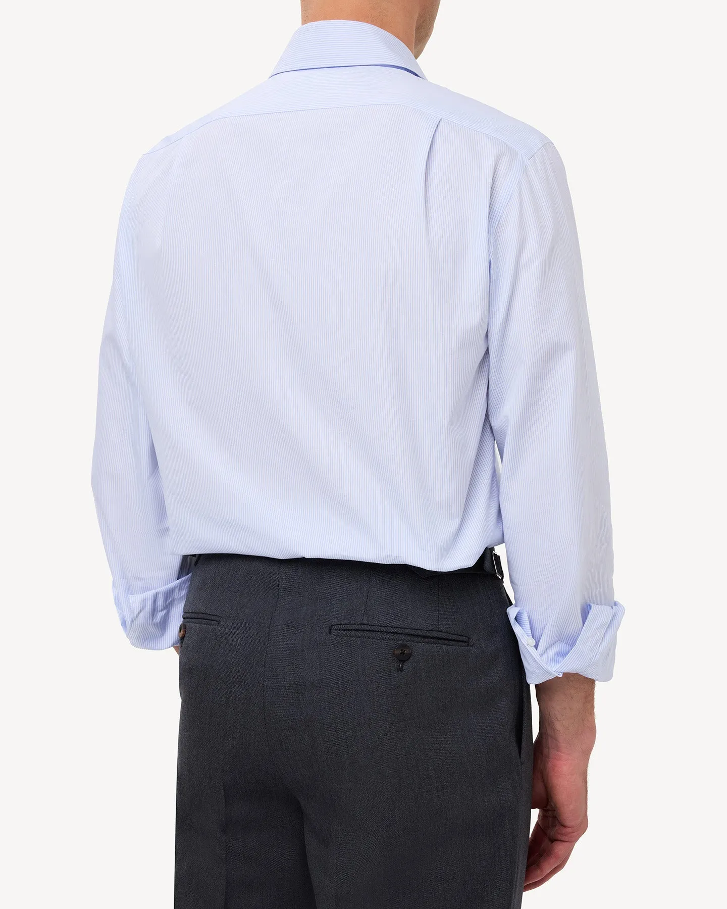Light Blue Hairline Stripe Poplin Point Collar Shirt