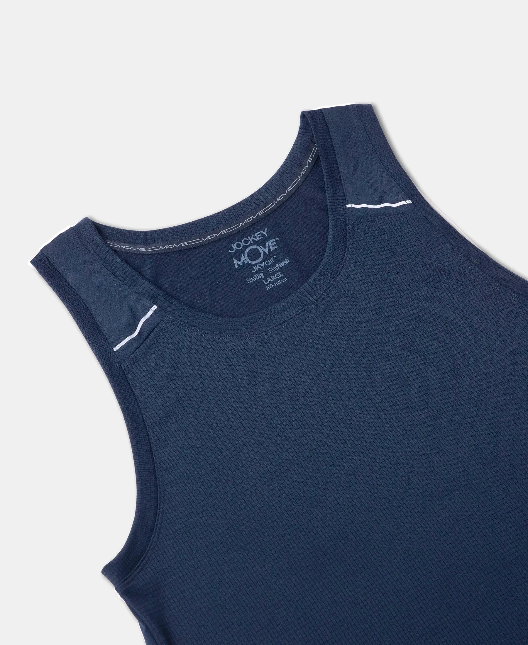 Lightweight Microfiber Solid Tank Top with Breathable Mesh - Navy