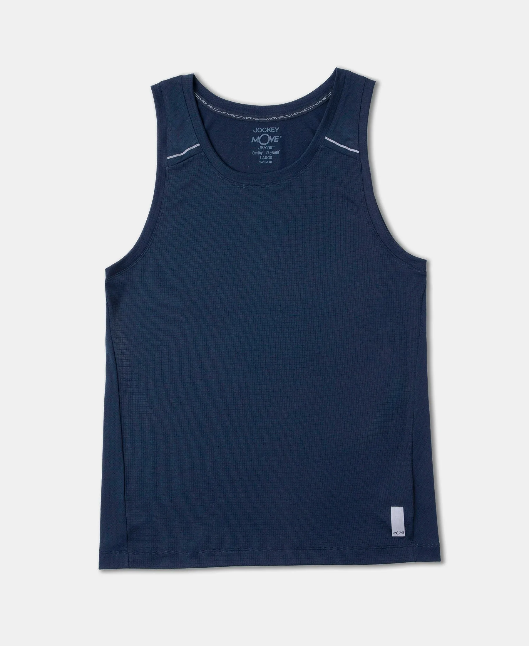 Lightweight Microfiber Solid Tank Top with Breathable Mesh - Navy