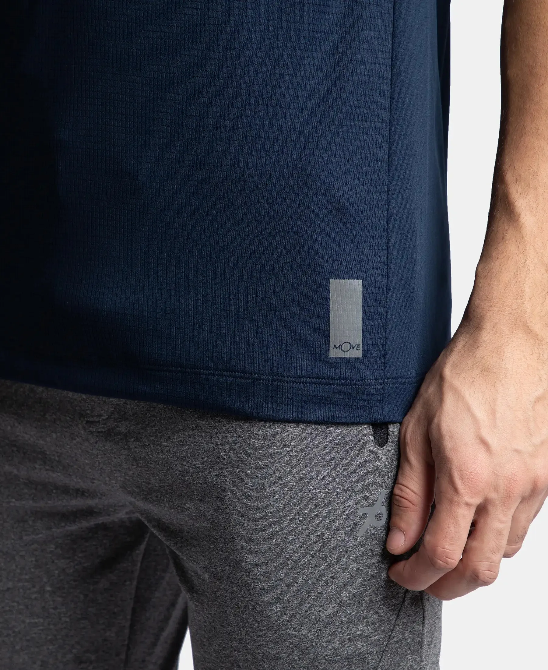 Lightweight Microfiber Solid Tank Top with Breathable Mesh - Navy