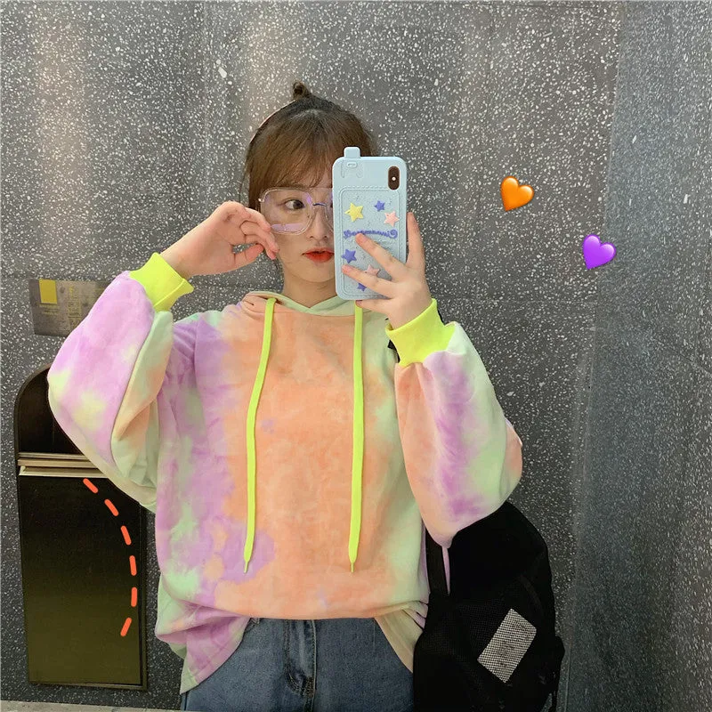 Loose mixed color hooded sweatshirt YC21937
