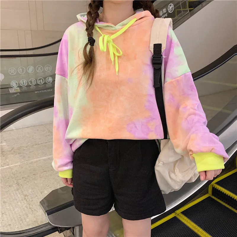 Loose mixed color hooded sweatshirt YC21937