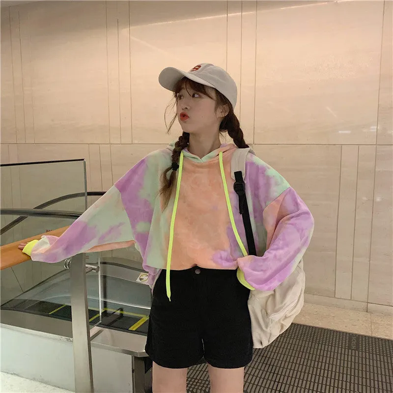 Loose mixed color hooded sweatshirt YC21937